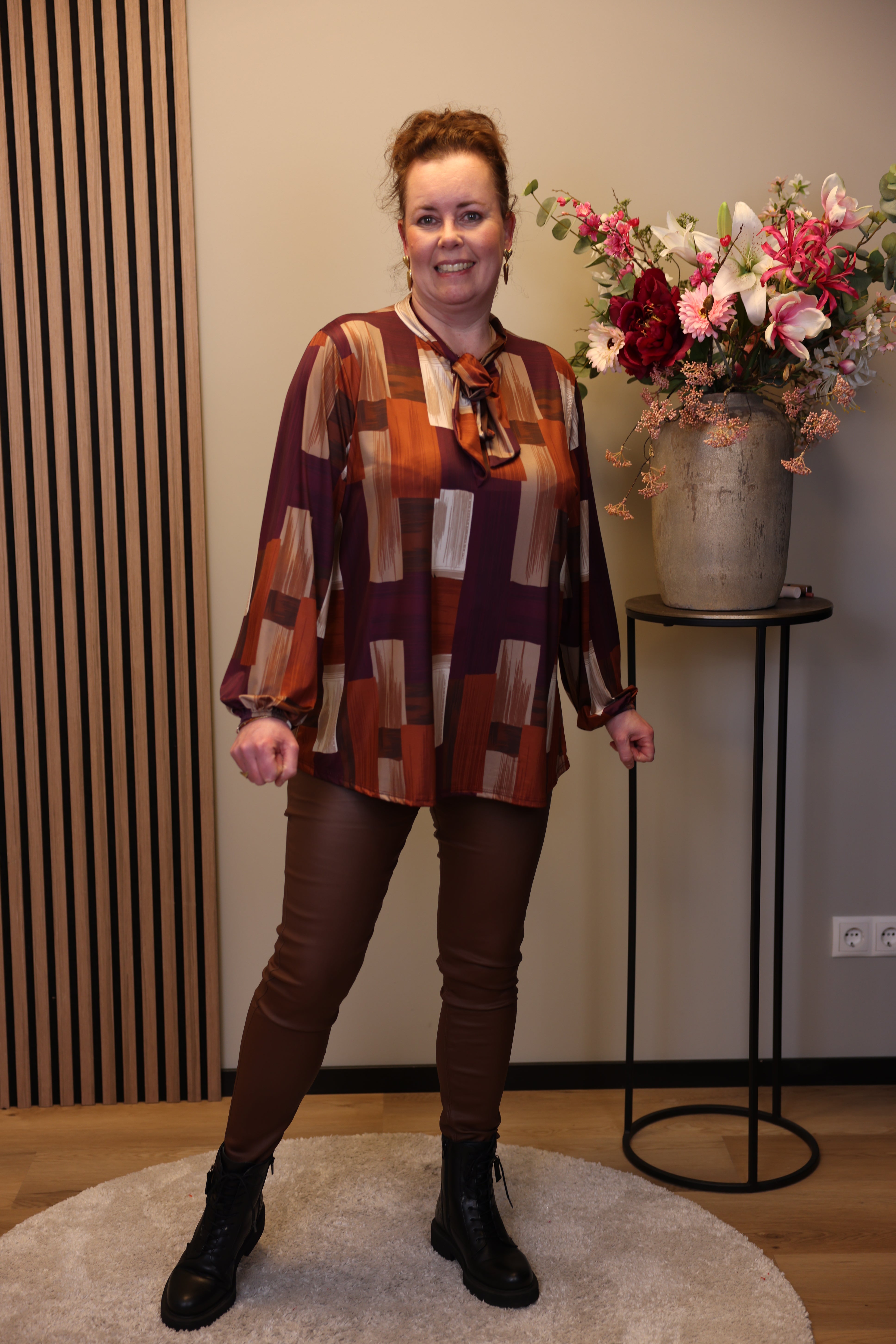 Janne | lederlook broek bruin 34 - 42