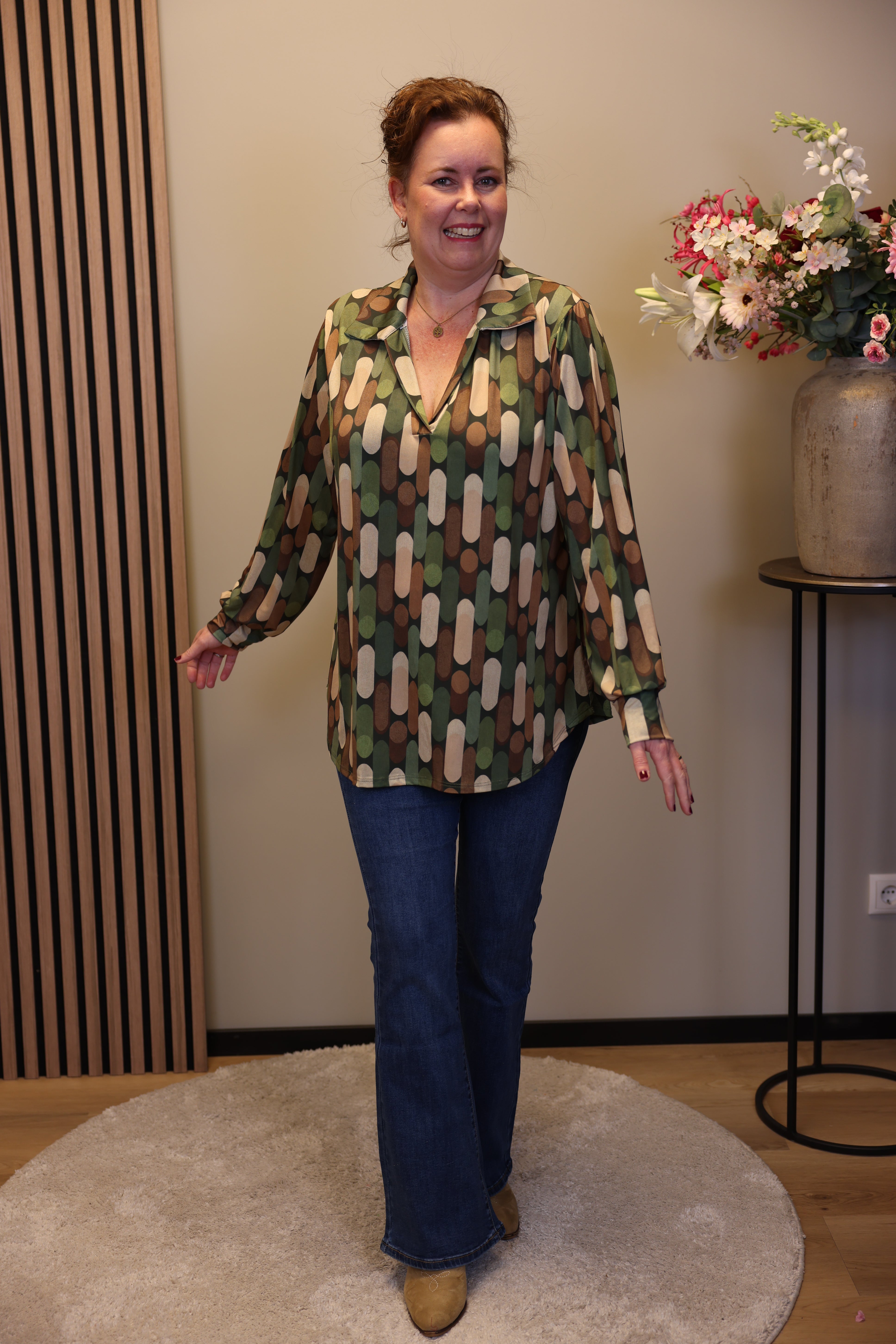 Heleen | Blouse groen met kraagje