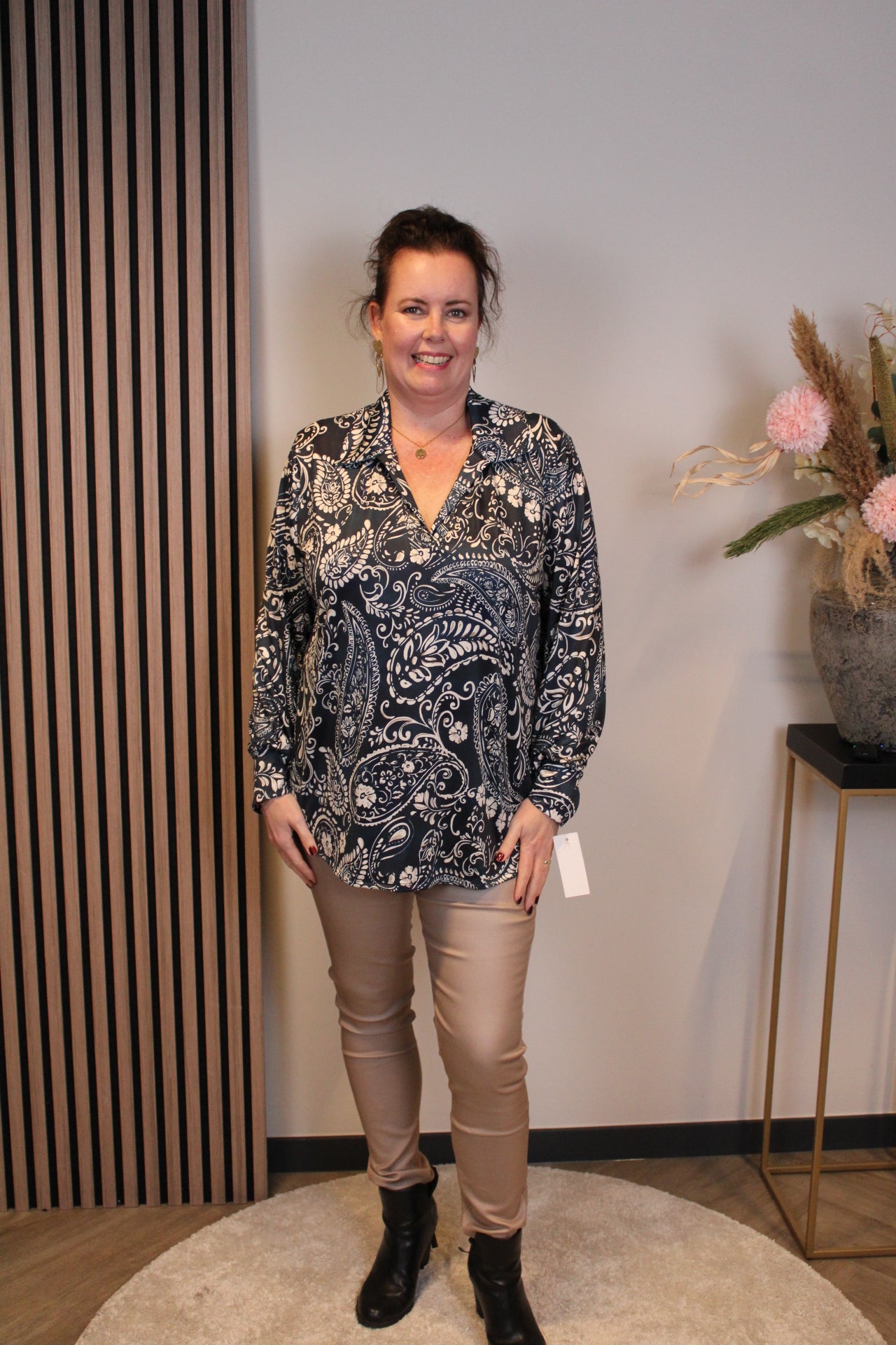 nika | Blouse met kraagje blauw 48 t/m 52