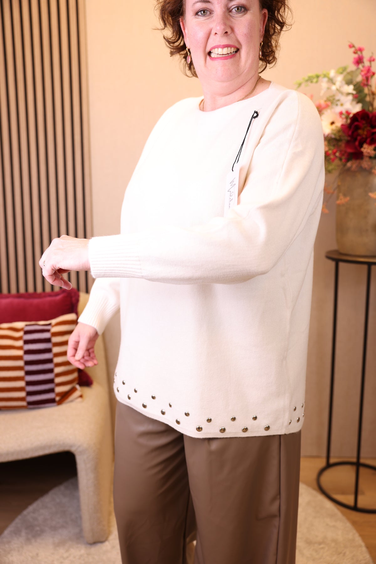 Livia | Trui wit/beige