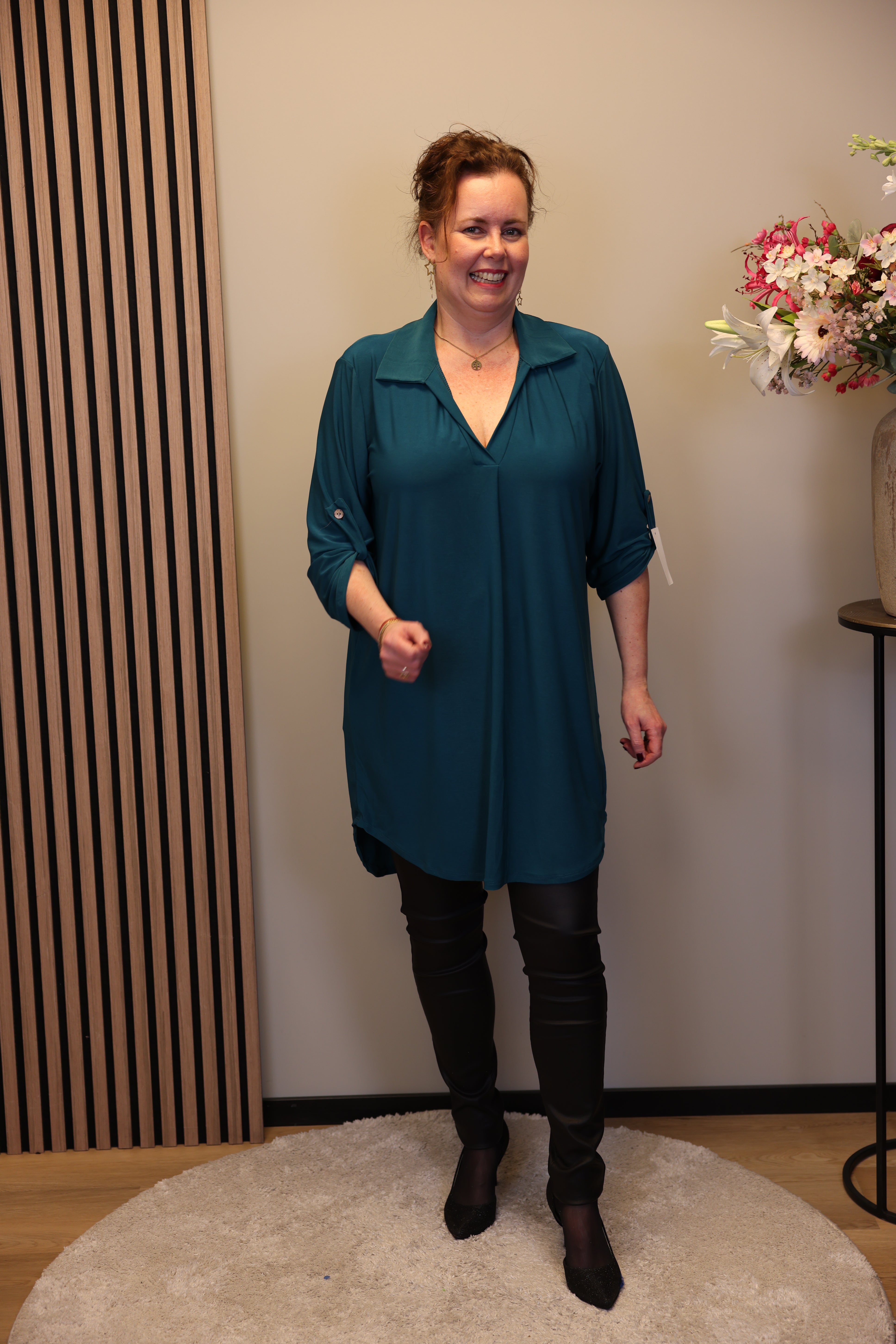 Marieke | Tuniek aqua met kraagje