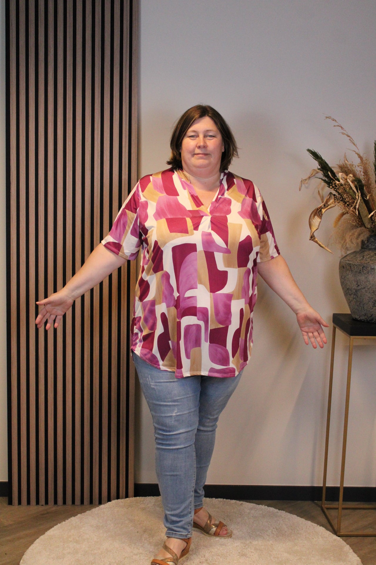 Astrid | Blouse roze korte mouw 52 t/m 58