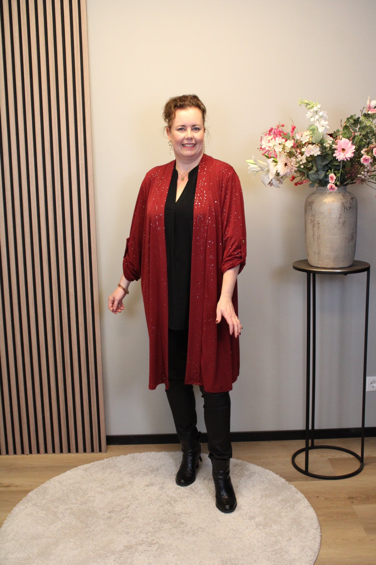 Lauren | glitter vest bordeaux 52 t/m 58