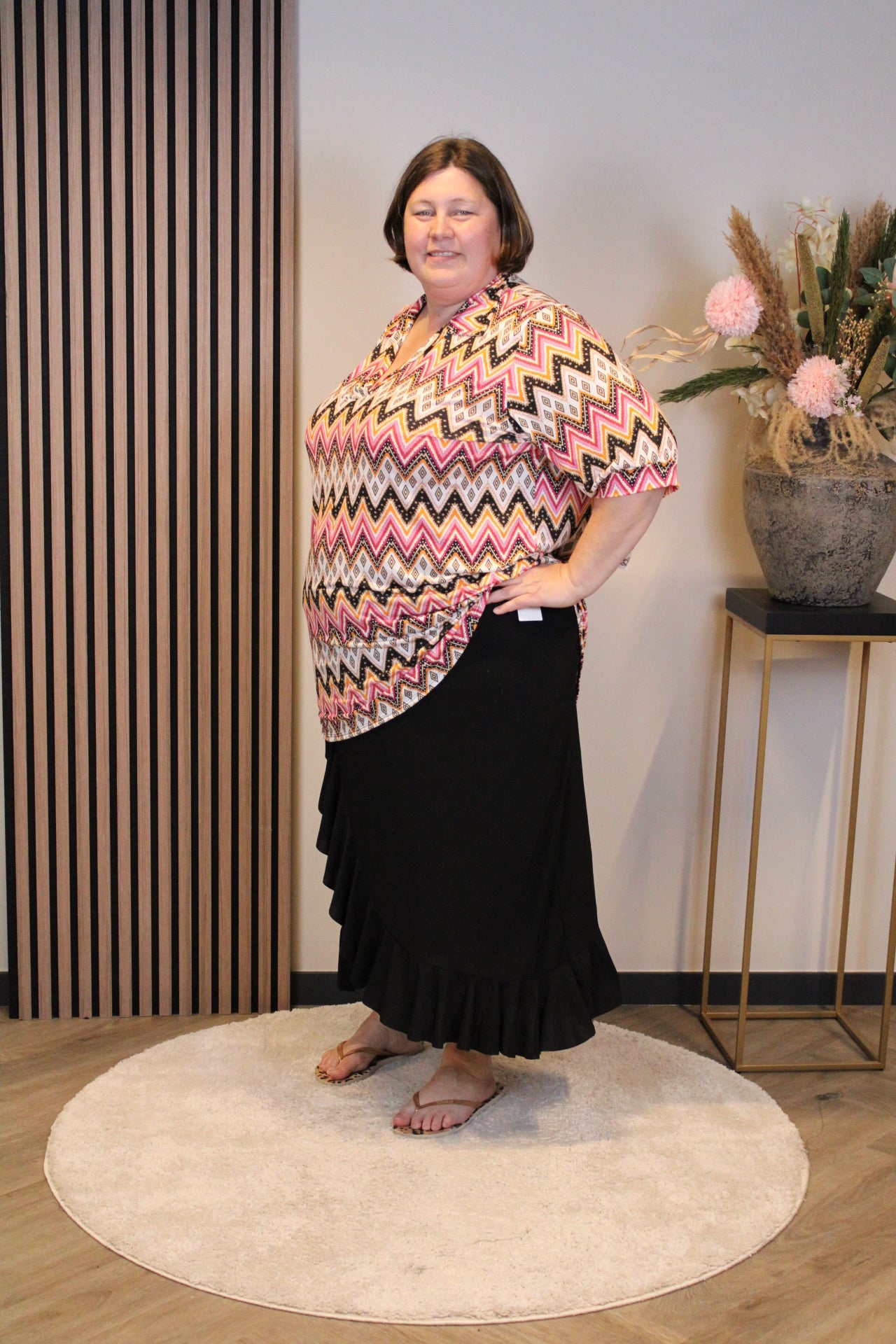 Lyra | Blouse met kraagje zwart 52 t/m 58