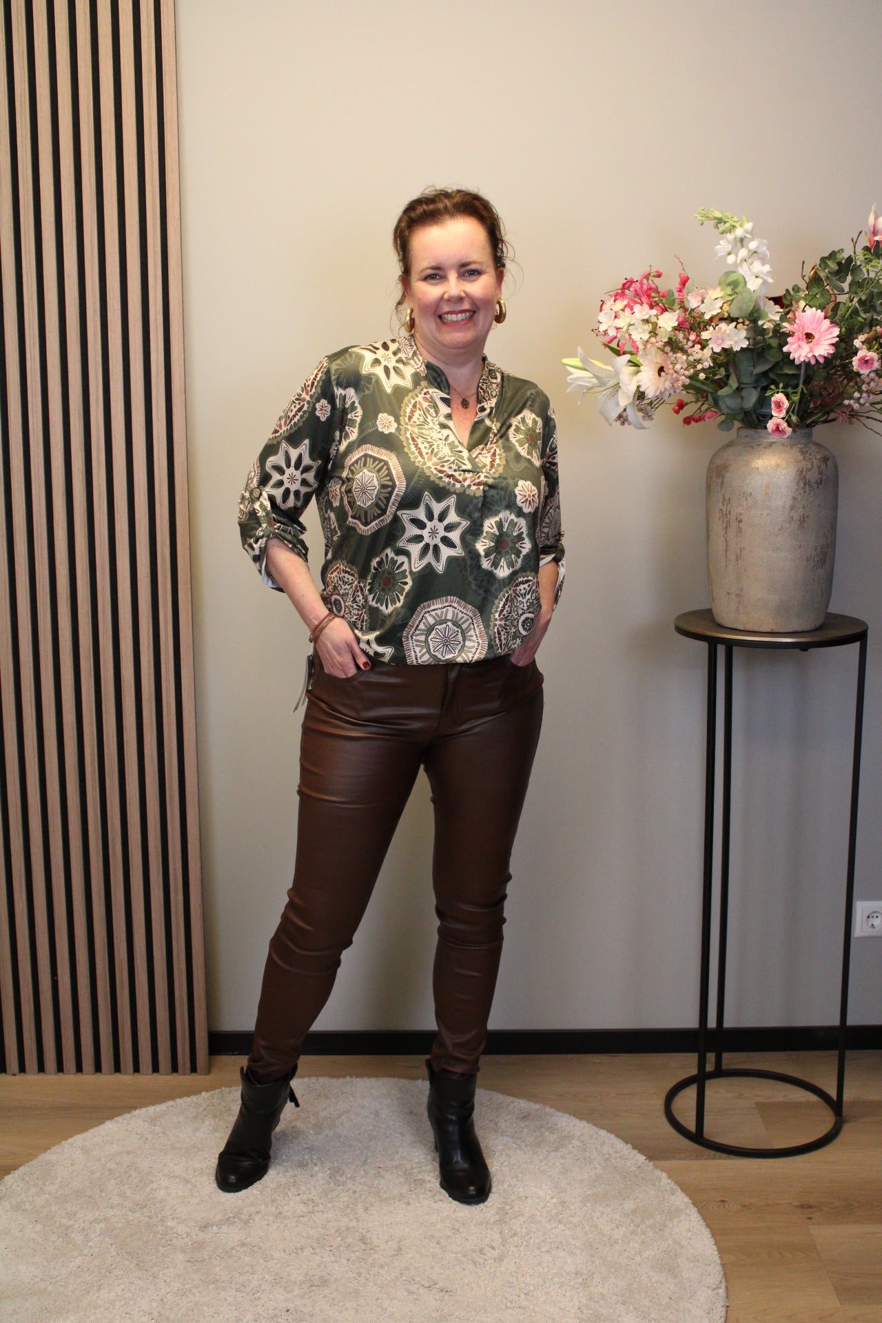 Sabine | Blouse groen lange mouw 38 t/m 48