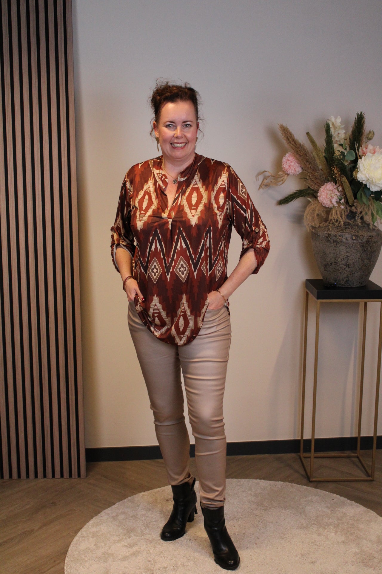 Claire | Blouse roest lange mouw 38 t/m 48