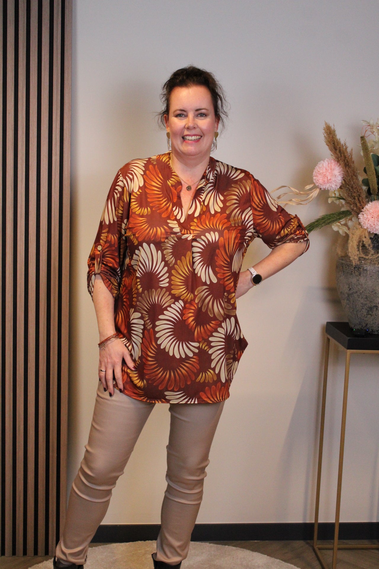 Margriet | Blouse oranje lange mouw 48 t/m 52
