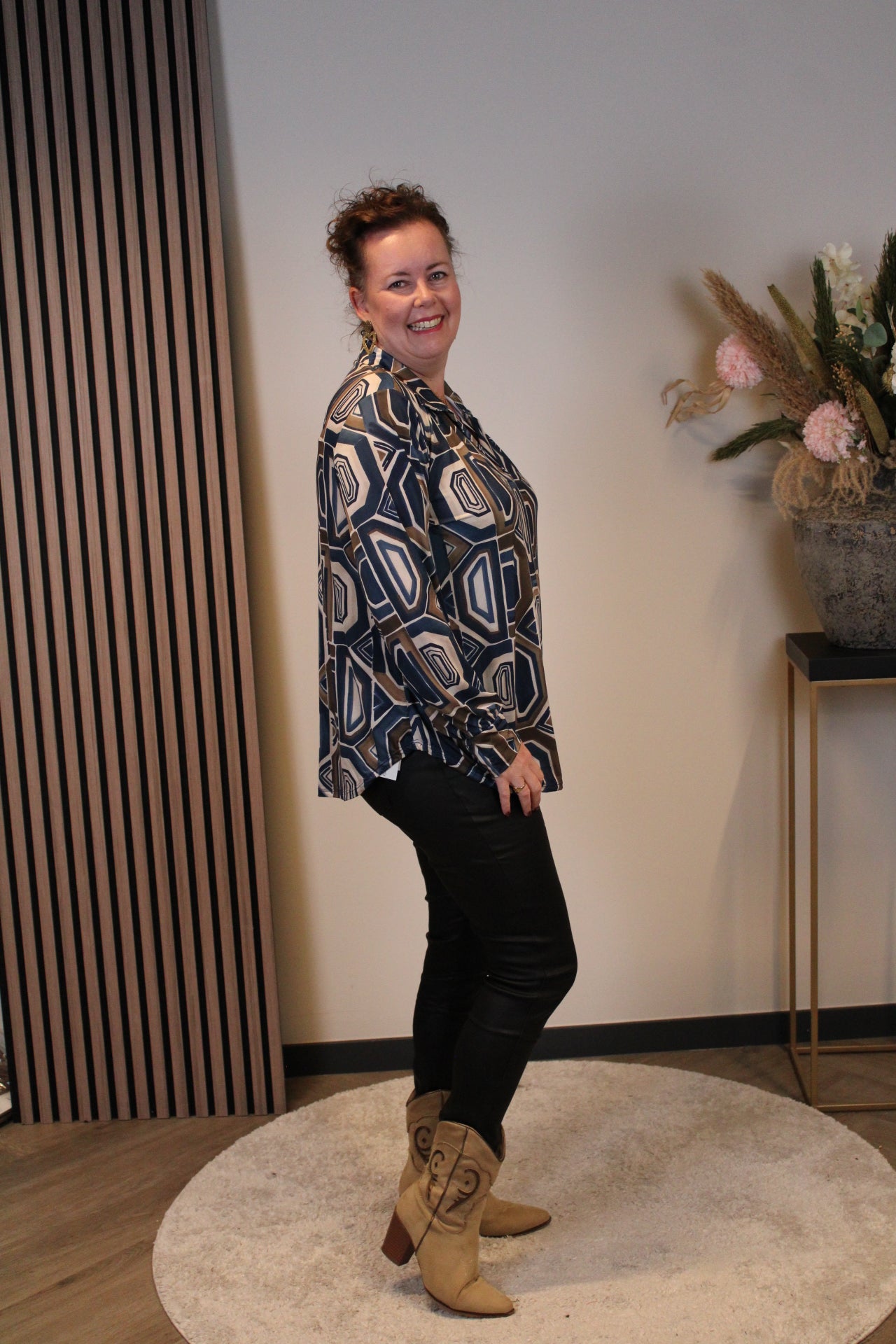 Eefje | Blouse met kraagje blauw 48 t/m 52
