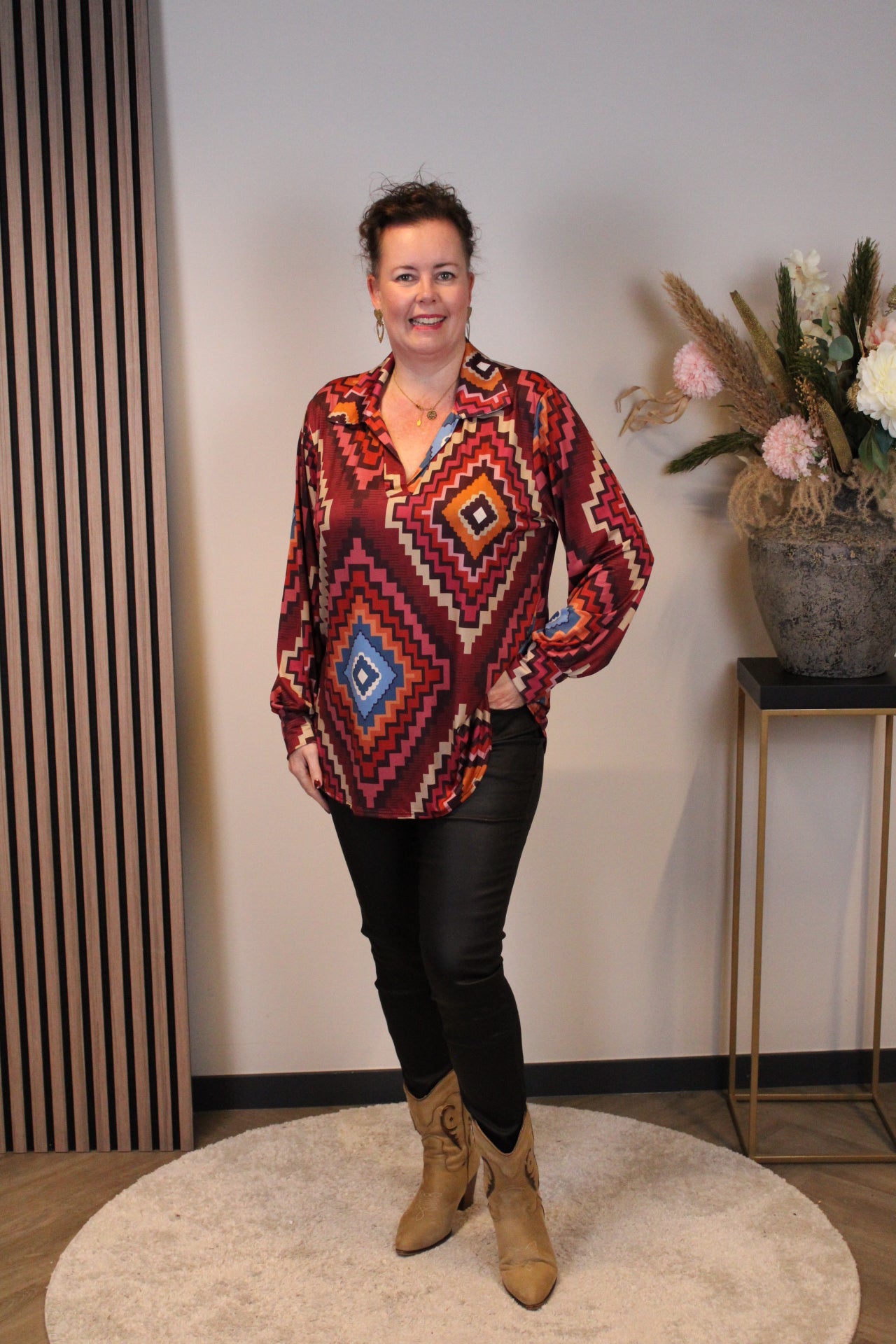 Mien | Blouse roze met kraagje 38 t/m 48