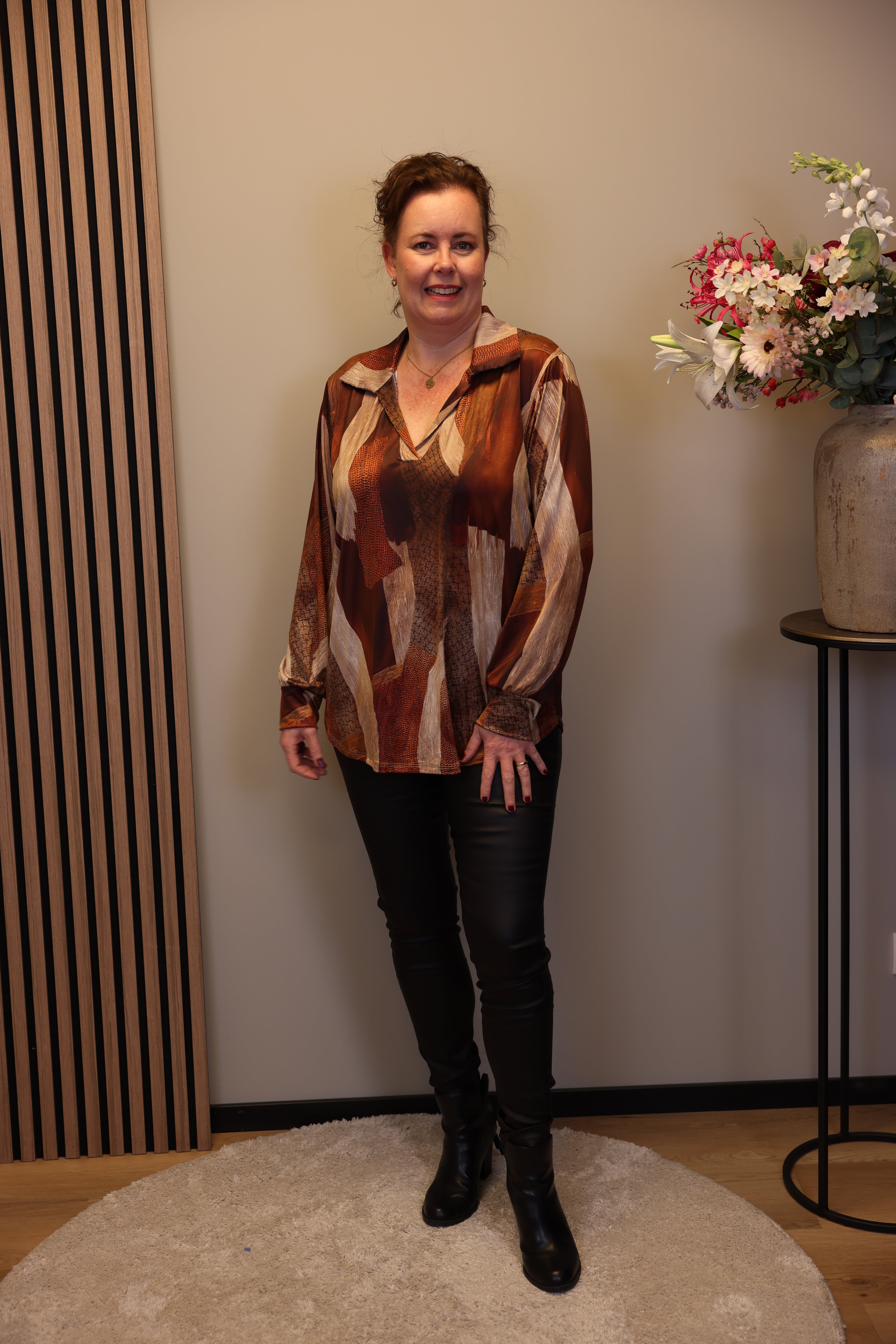 Tara | Blouse met kraagje roest 48 t/m 52
