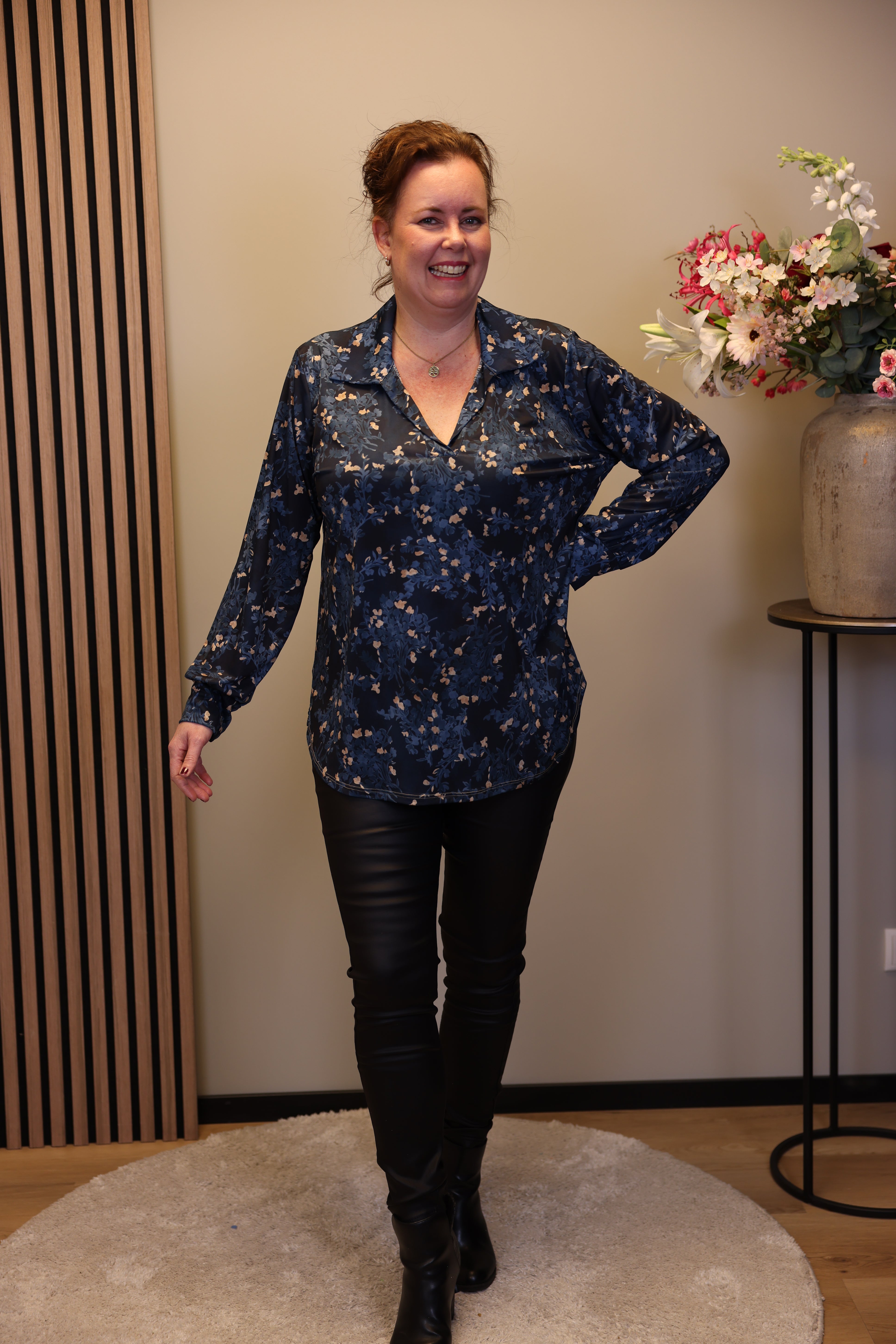 Iefke | Blouse met kraagje blauw 48 t/m 52