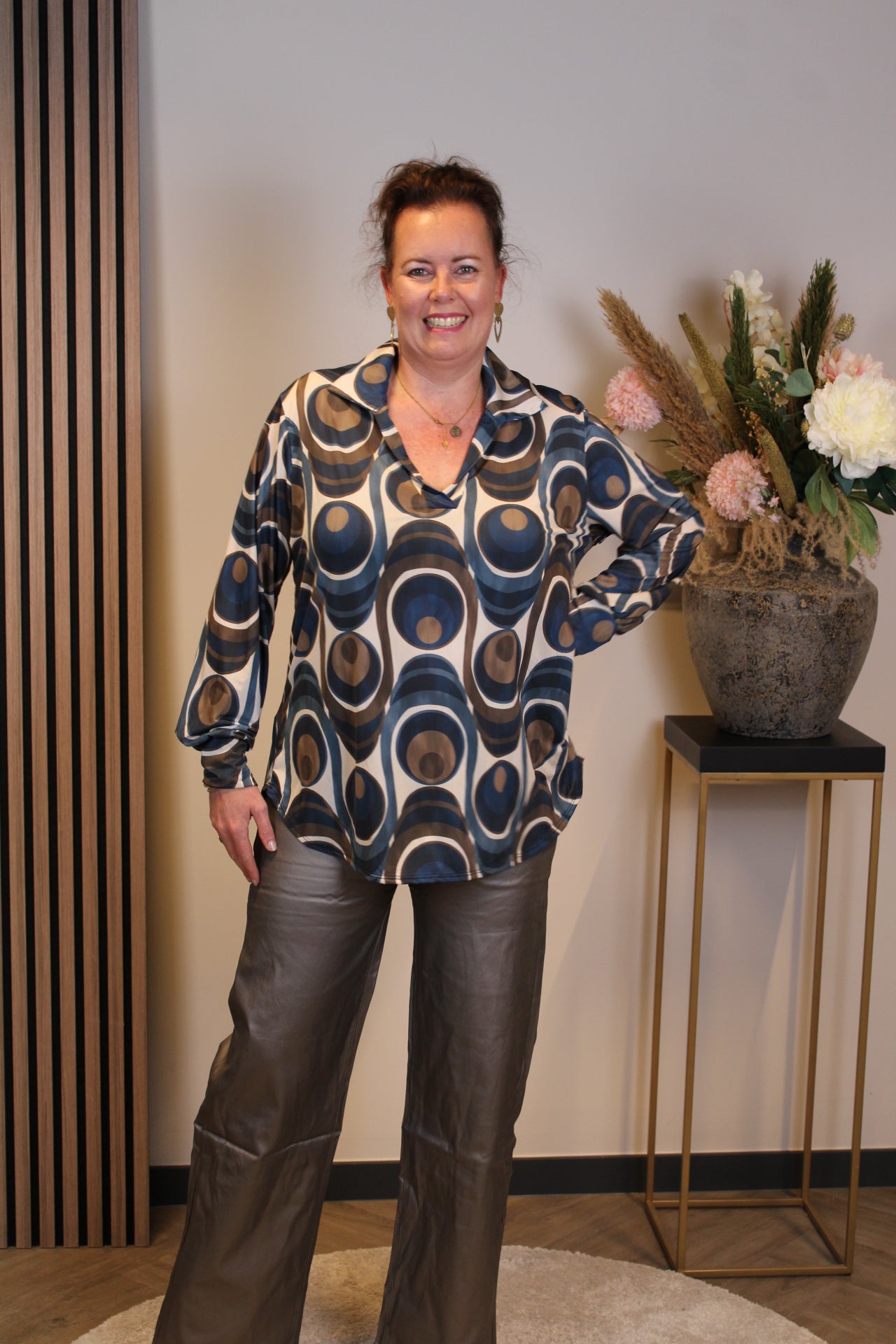 Jolisa | Blouse met kraagje blauw 48 t/m 52