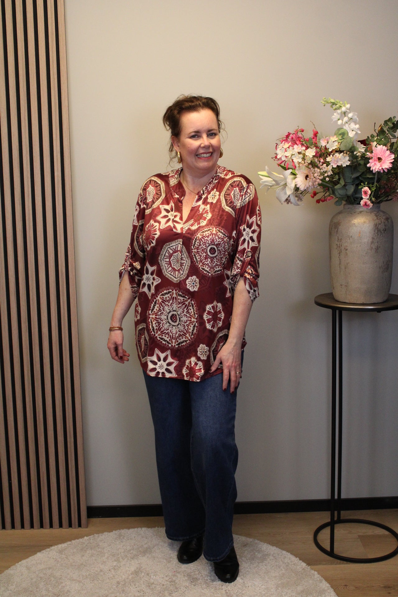 Sabine | Blouse roze lange mouw 38 t/m 48