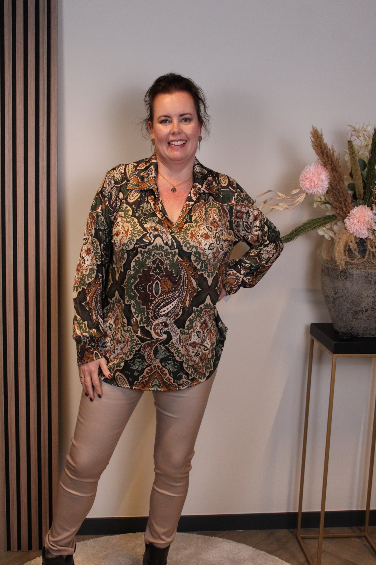 Malia | Blouse met kraagje groen 48 t/m 52