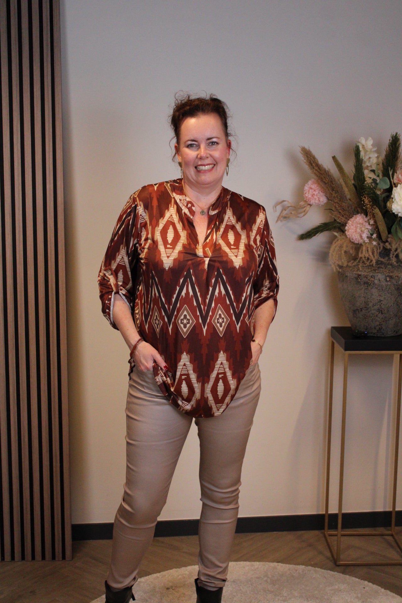 Claire | Blouse roest lange mouw 38 t/m 48