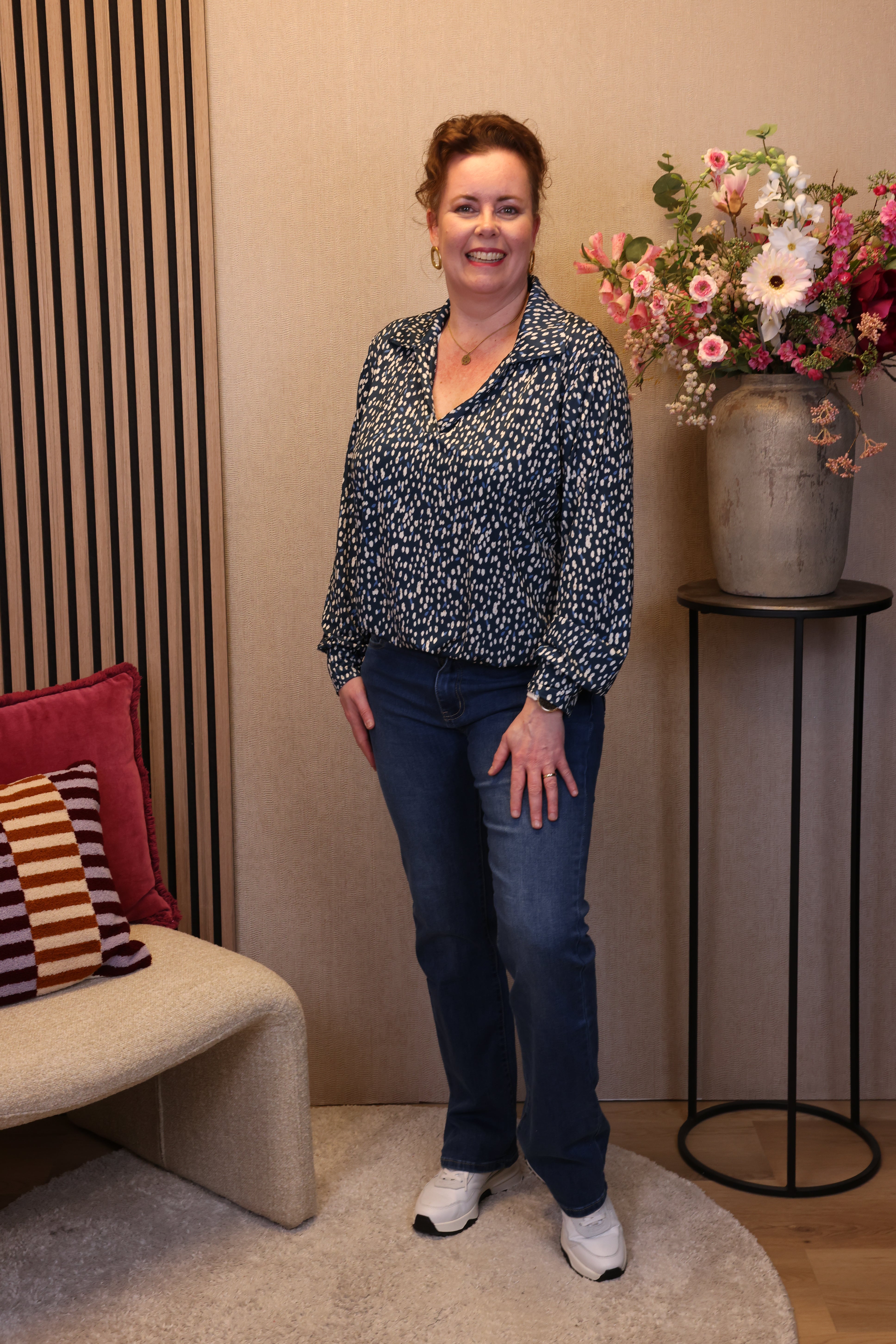 Vianne | Blouse blauw met kraagje