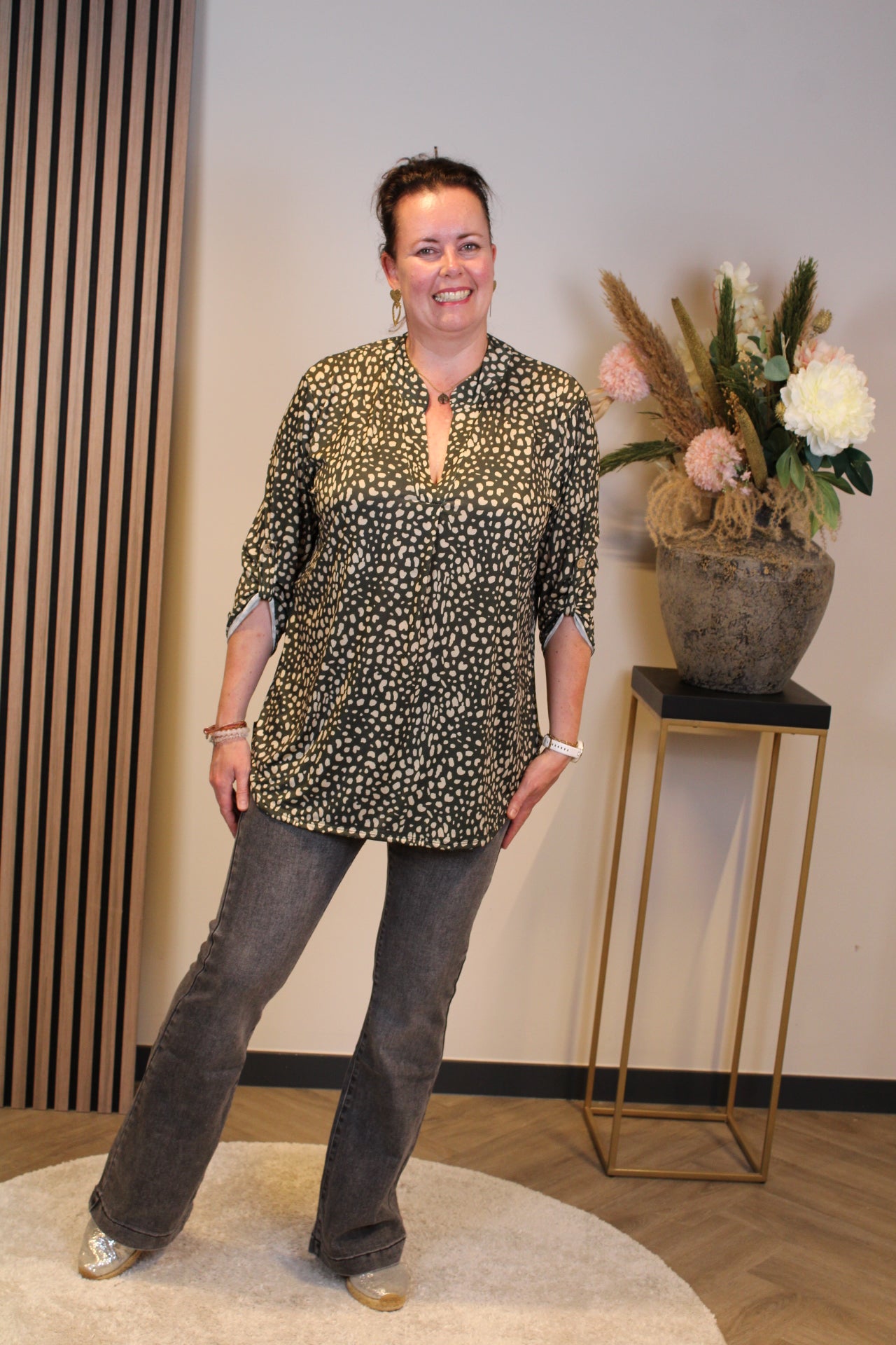 Fenke | Blouse groen lange mouw 52 t/m 58