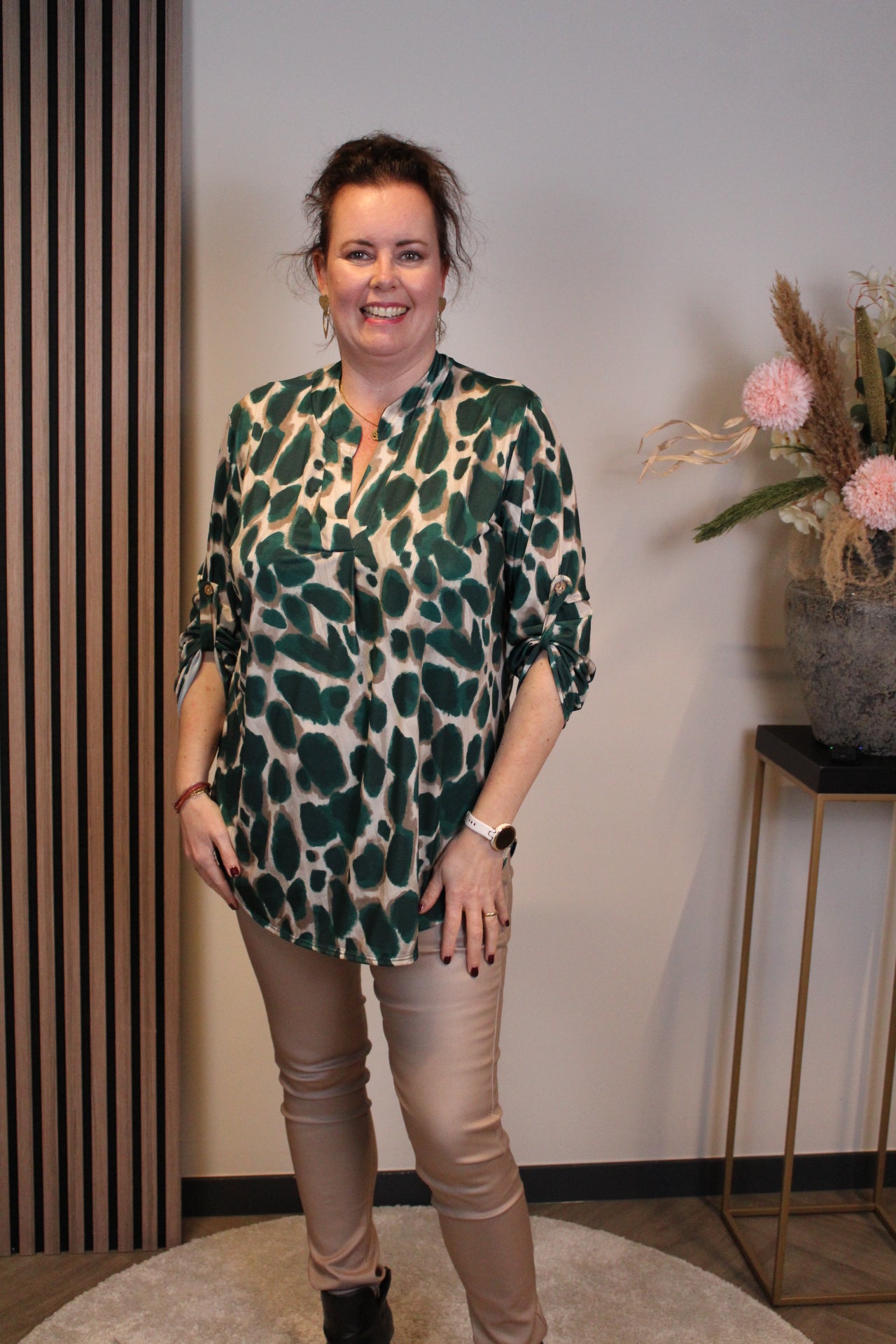 Mirella | Blouse groen lange mouw 48 t/m 52