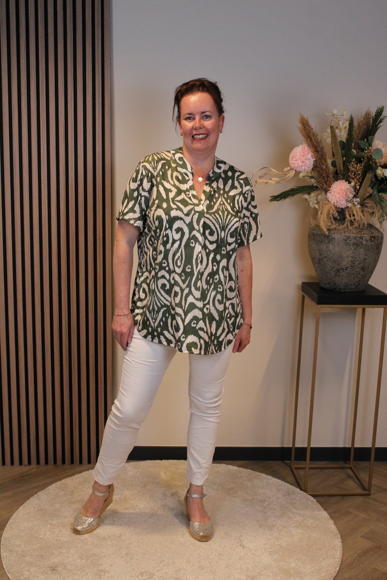 Kim | Blouse groen korte mouw 48 t/m 52