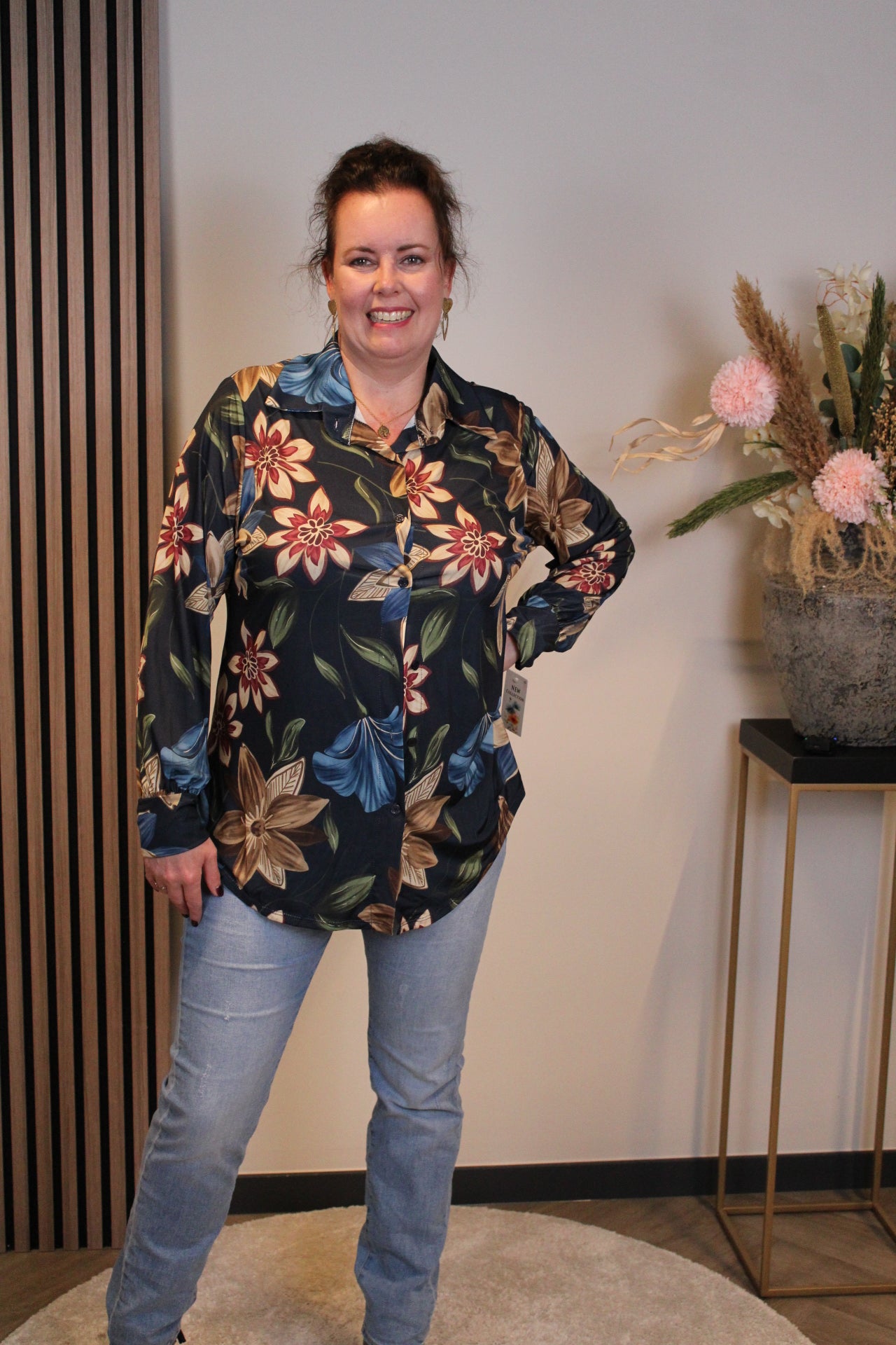 Liora | Blouse met knoopjes blauw 48 t/m 52