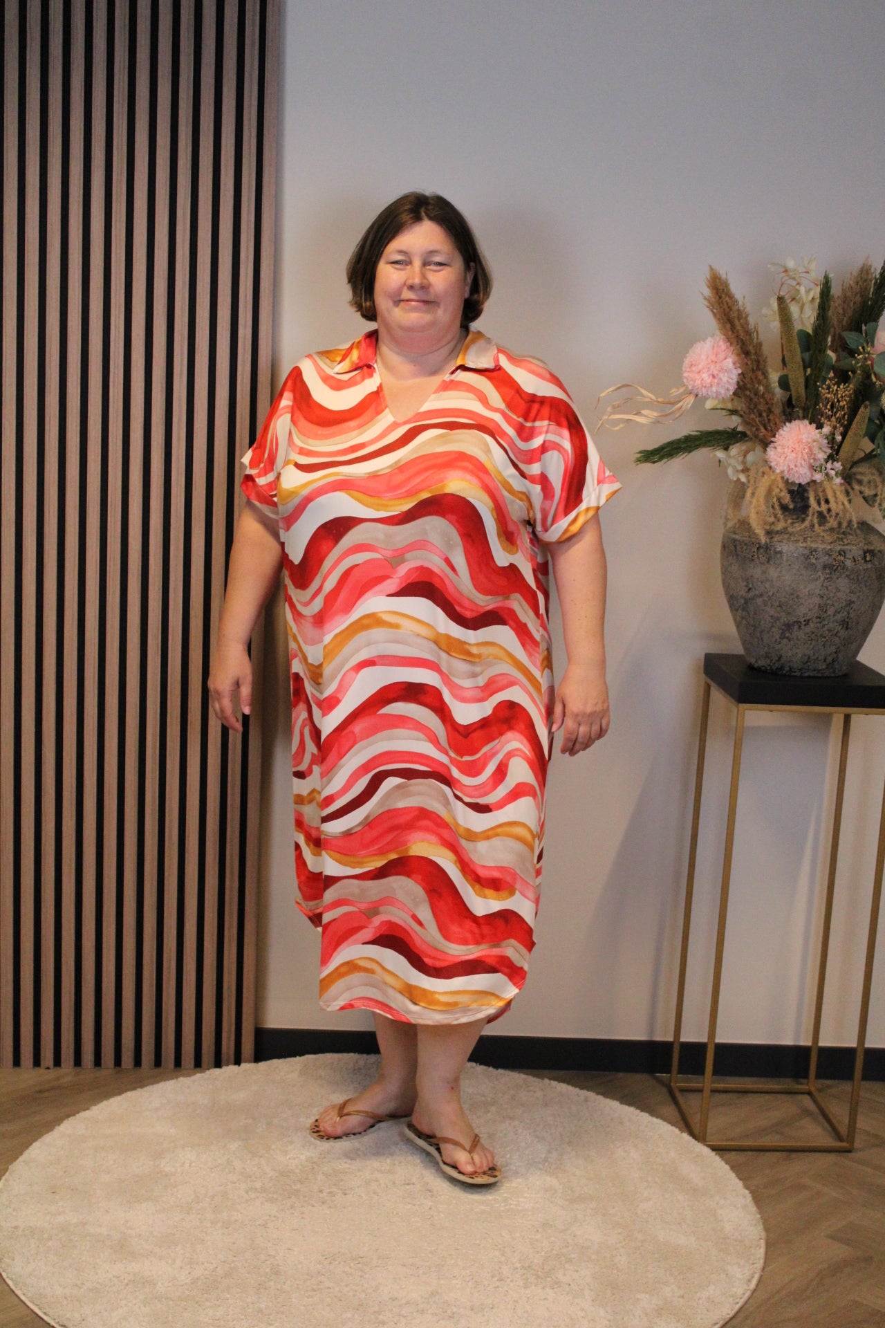 Celina | Jurk rood met kraagje