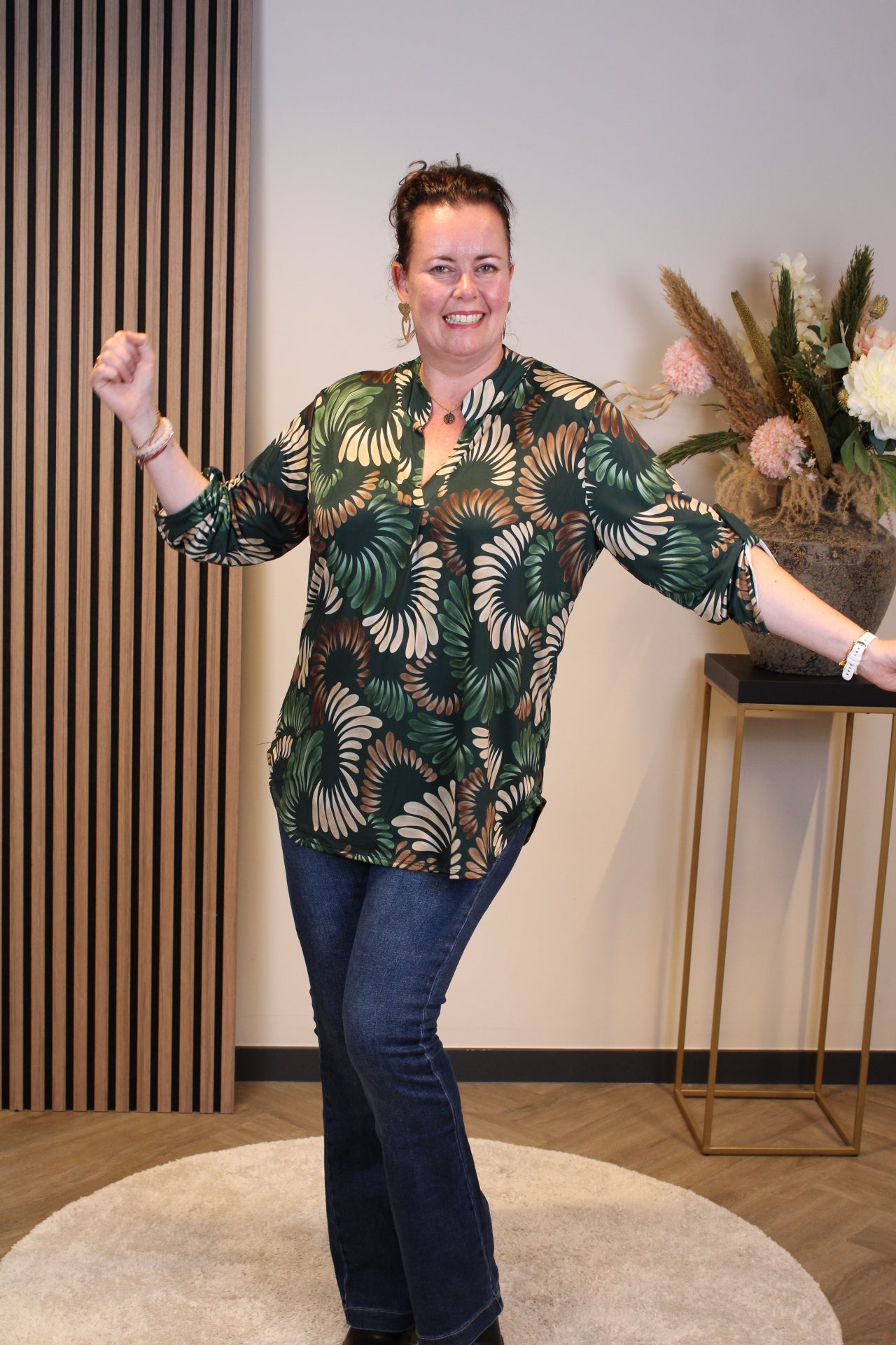 Margriet | Blouse groen lange mouw 52 t/m 58