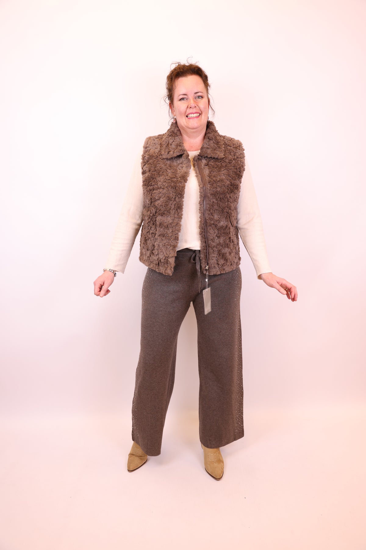 Lise | Broek taupe glitter