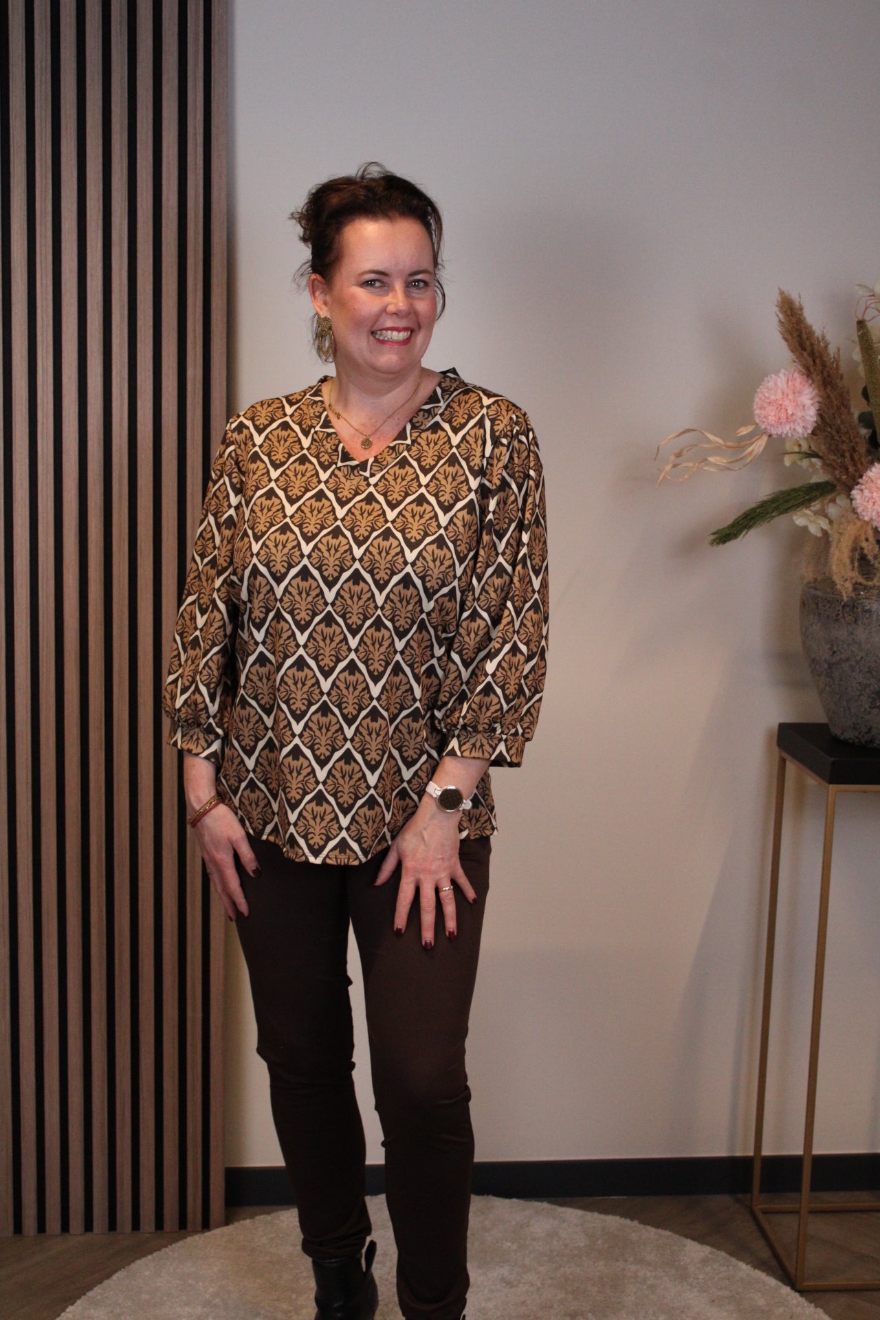 Saar | Top bruin 3/4-mouw 46 t/m 50