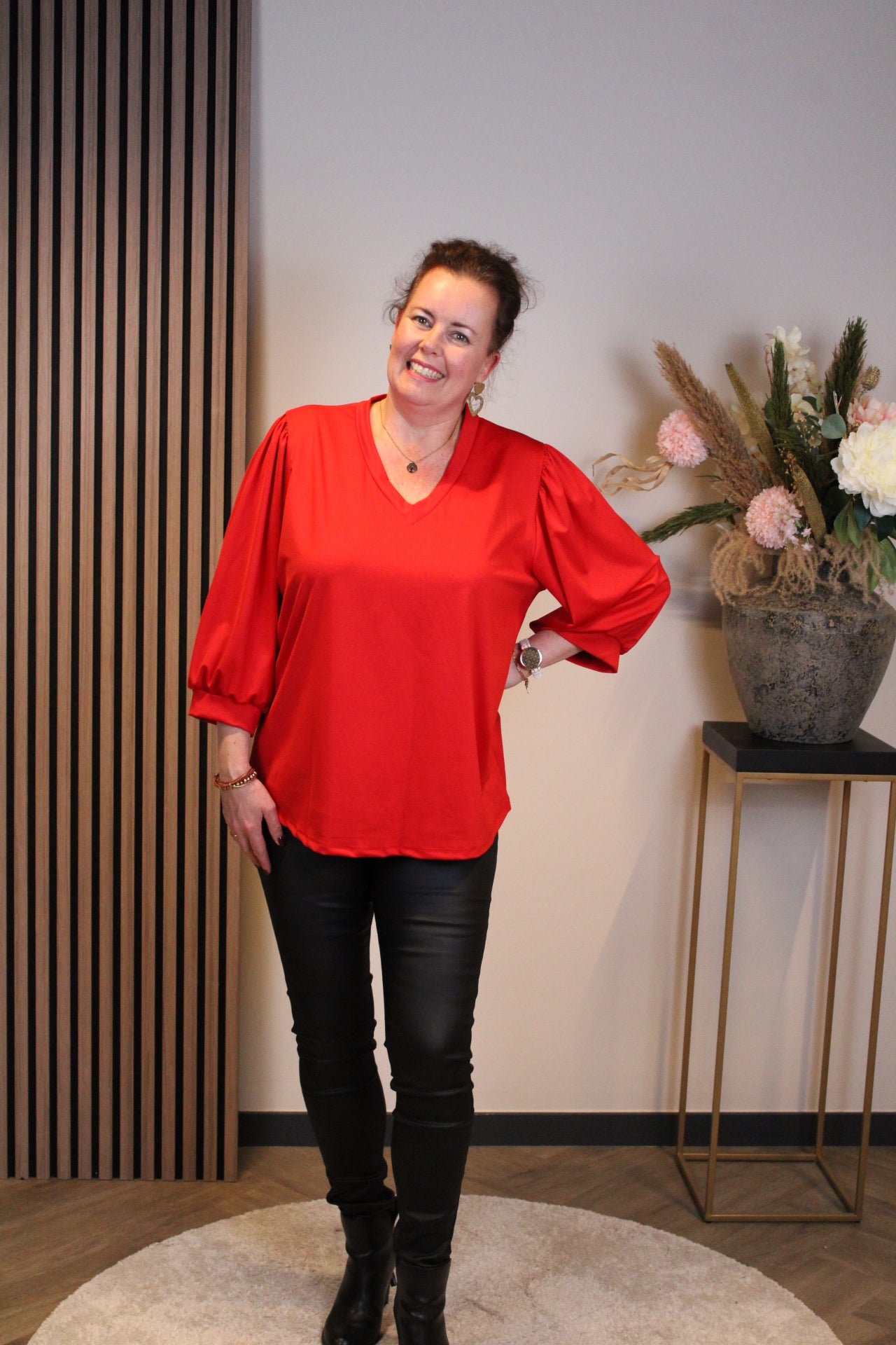 Silke | Top rood 3/4-mouw 40 t/m 44