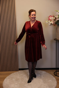 Angelina | Jurk velours rood