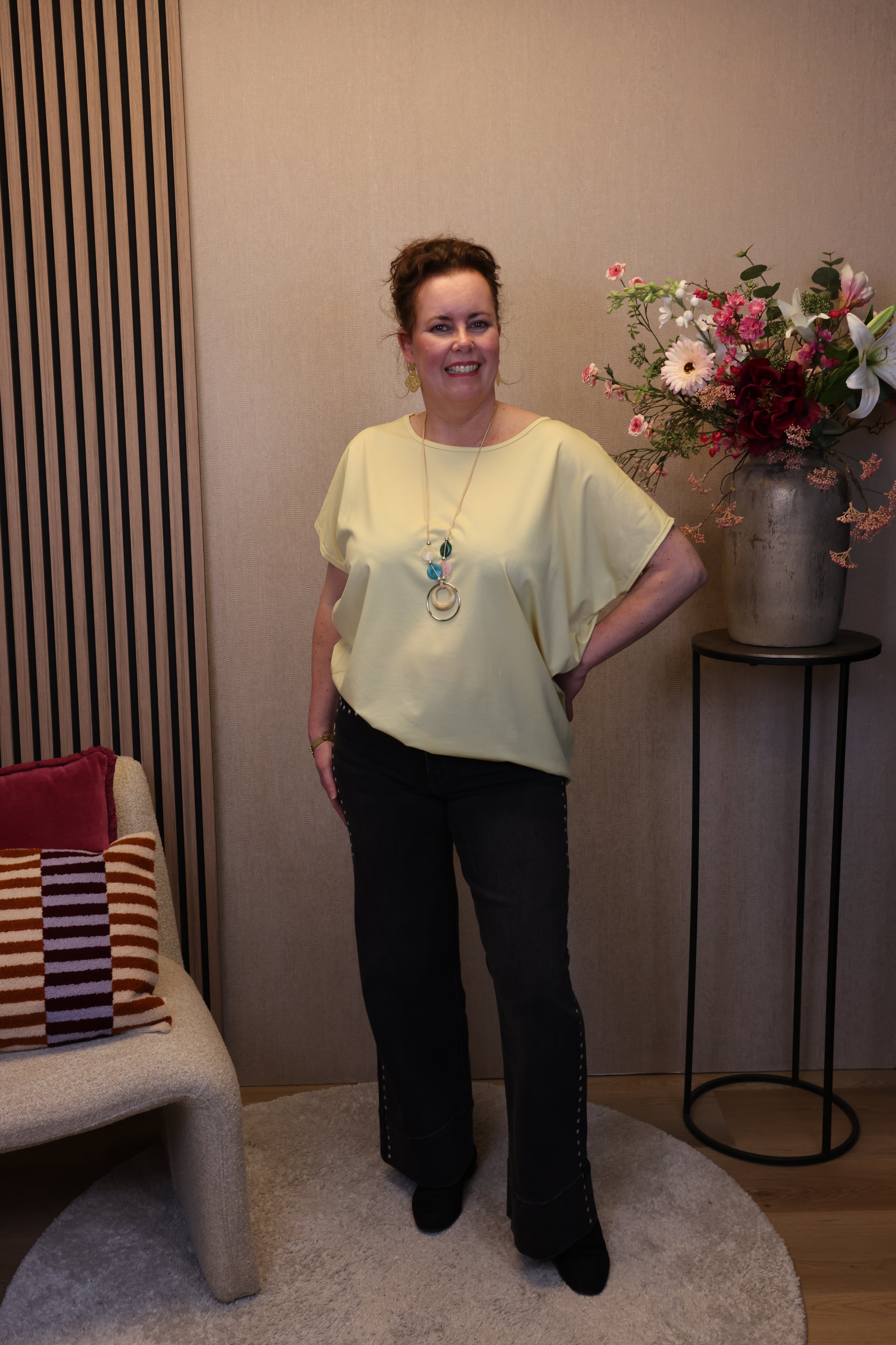 Tess | Top geel + gratis ketting