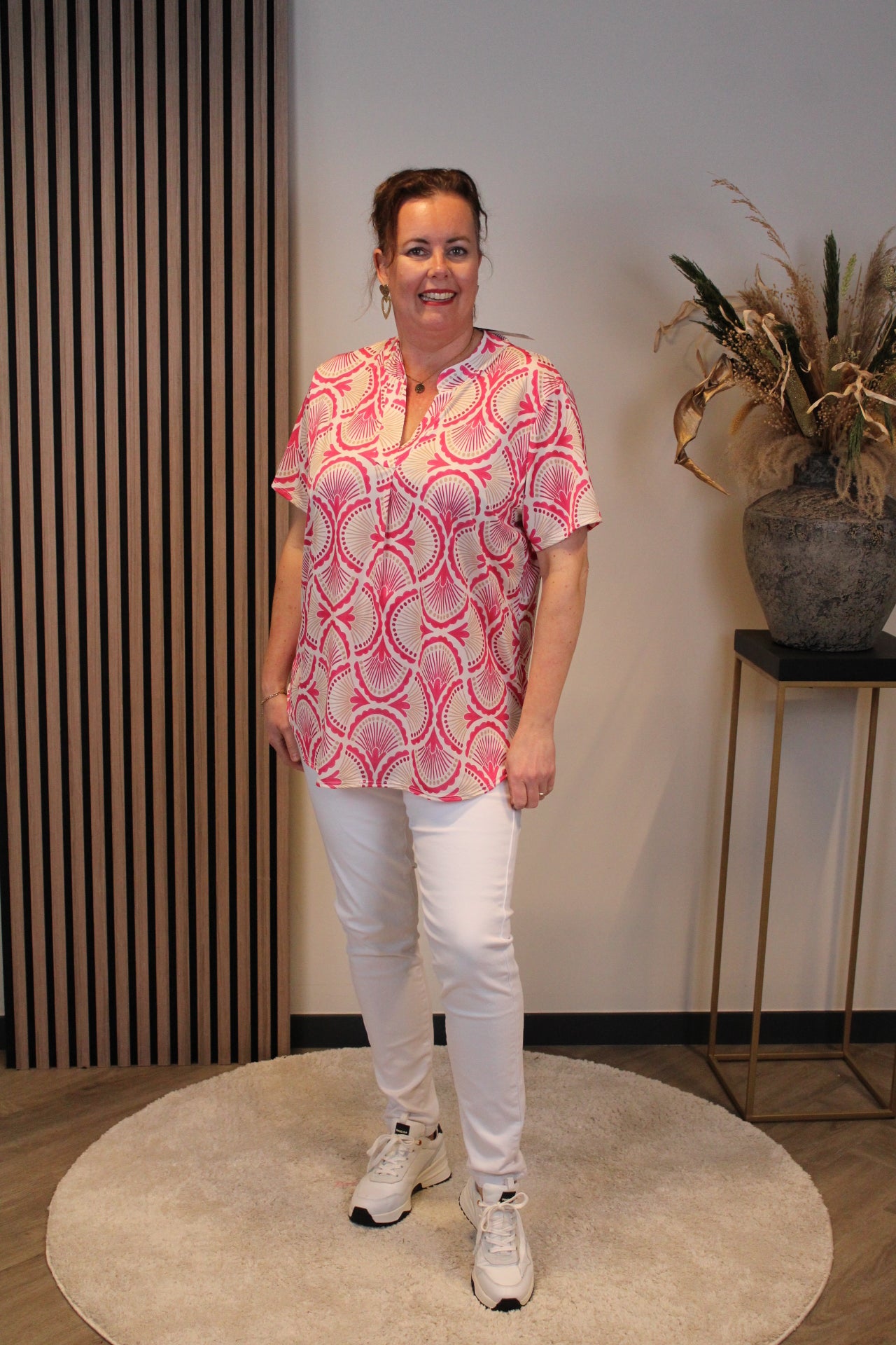 Jade | Blouse roze korte mouw 48 t/m 52