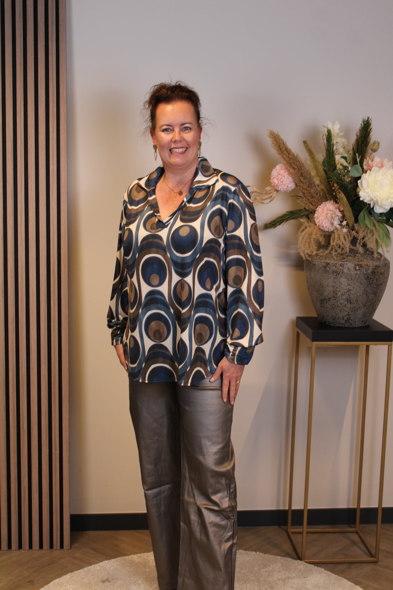 Jolisa | Blouse met kraagje blauw 48 t/m 52