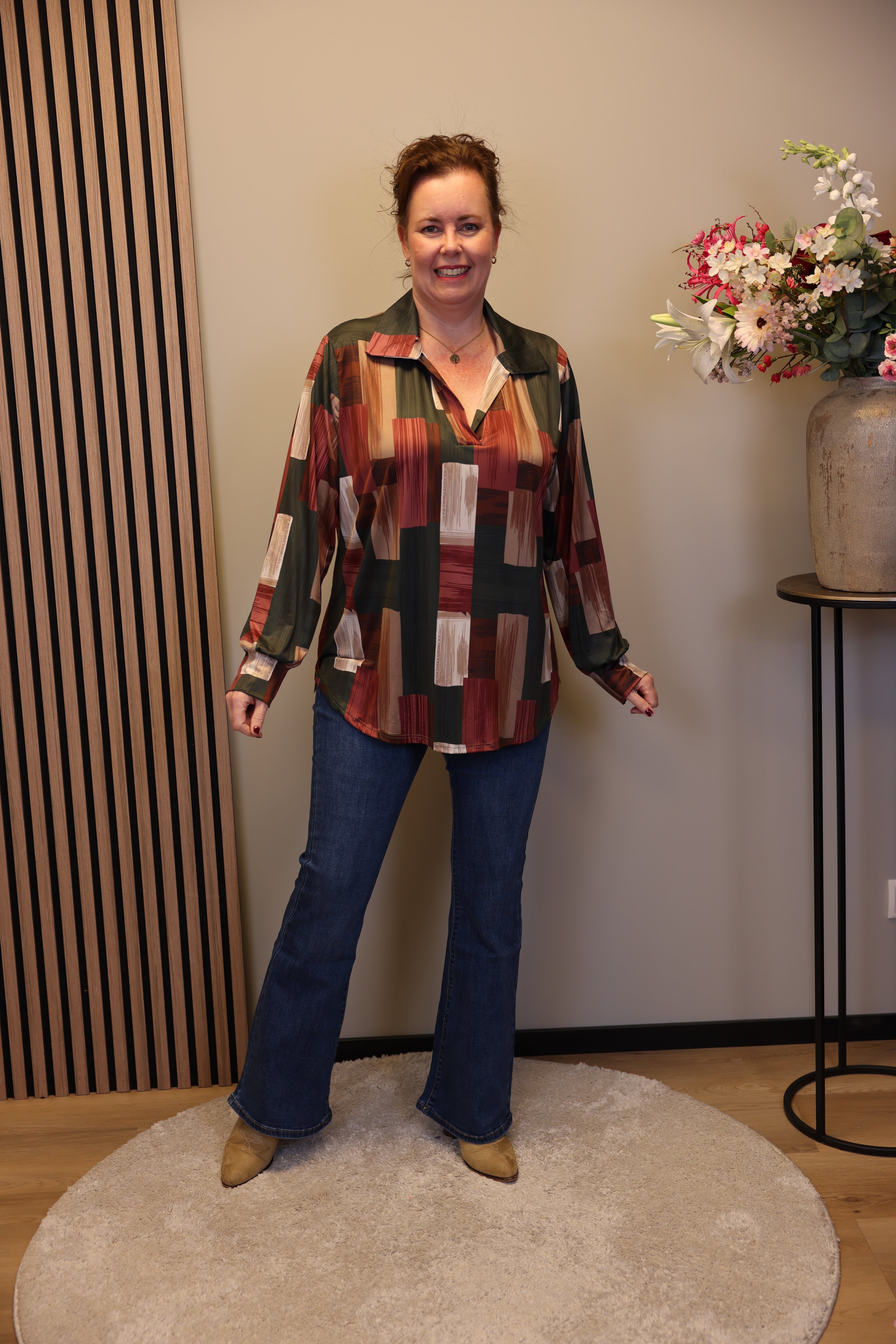 Leonie | Blouse groen met kraagje 52 t/m 58