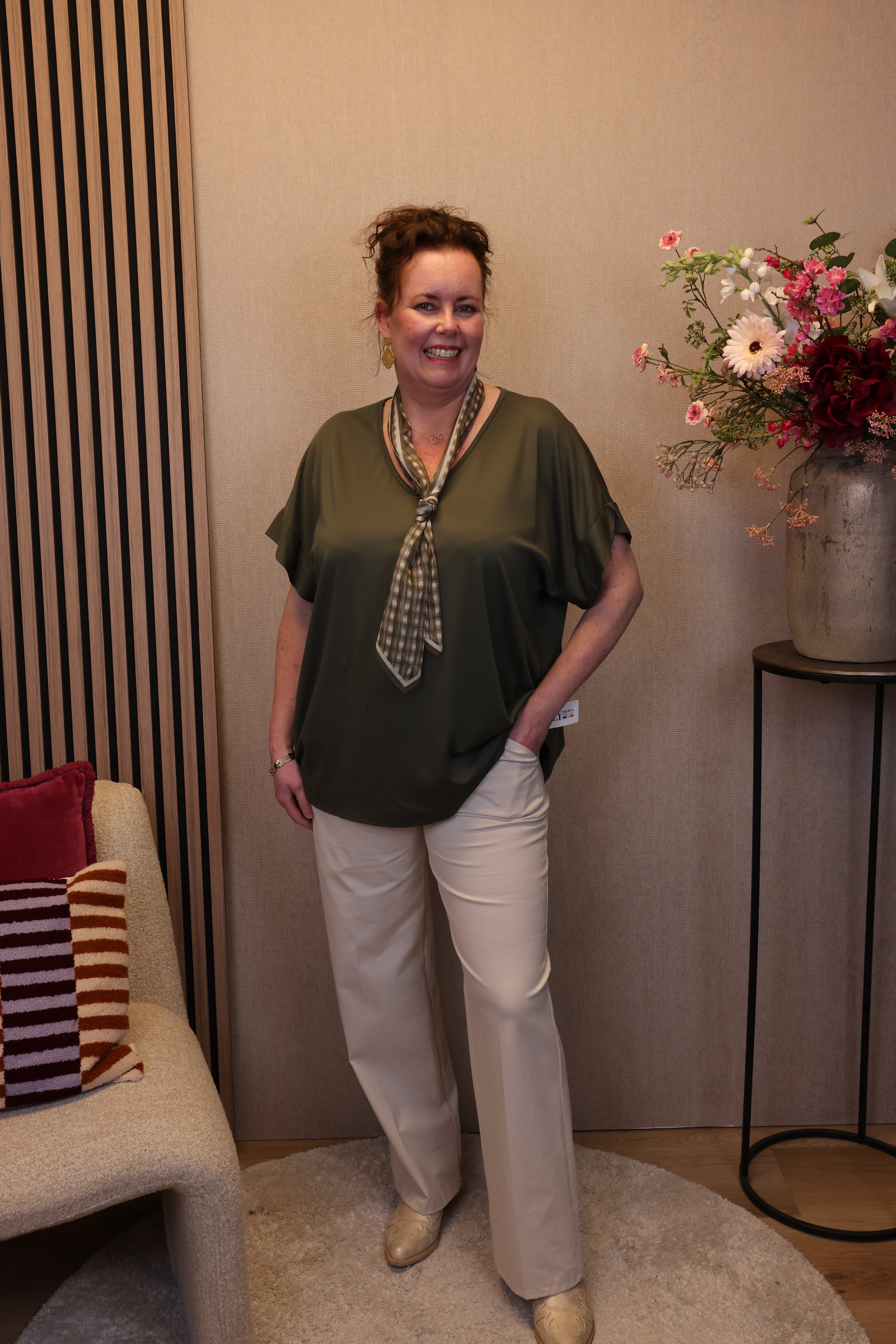 Ina | Top groen + gratis sjaal