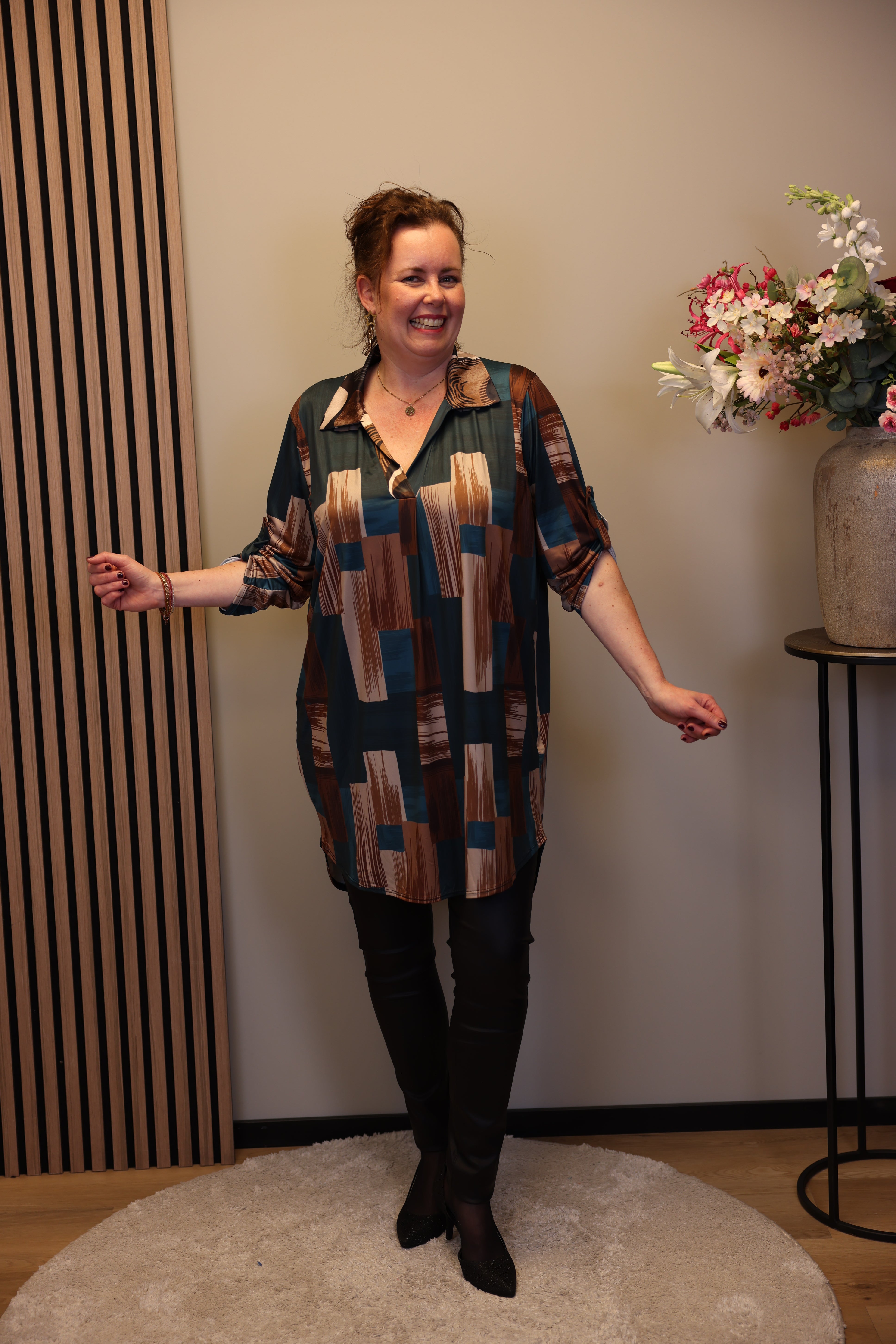 Liza | tuniek aqua met kraagje 38 t/m 48