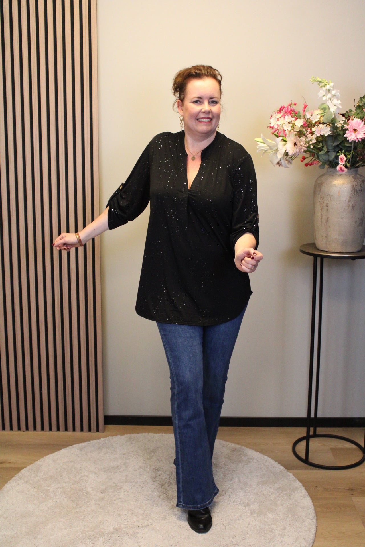 Mieke | Glitter blouse zwart