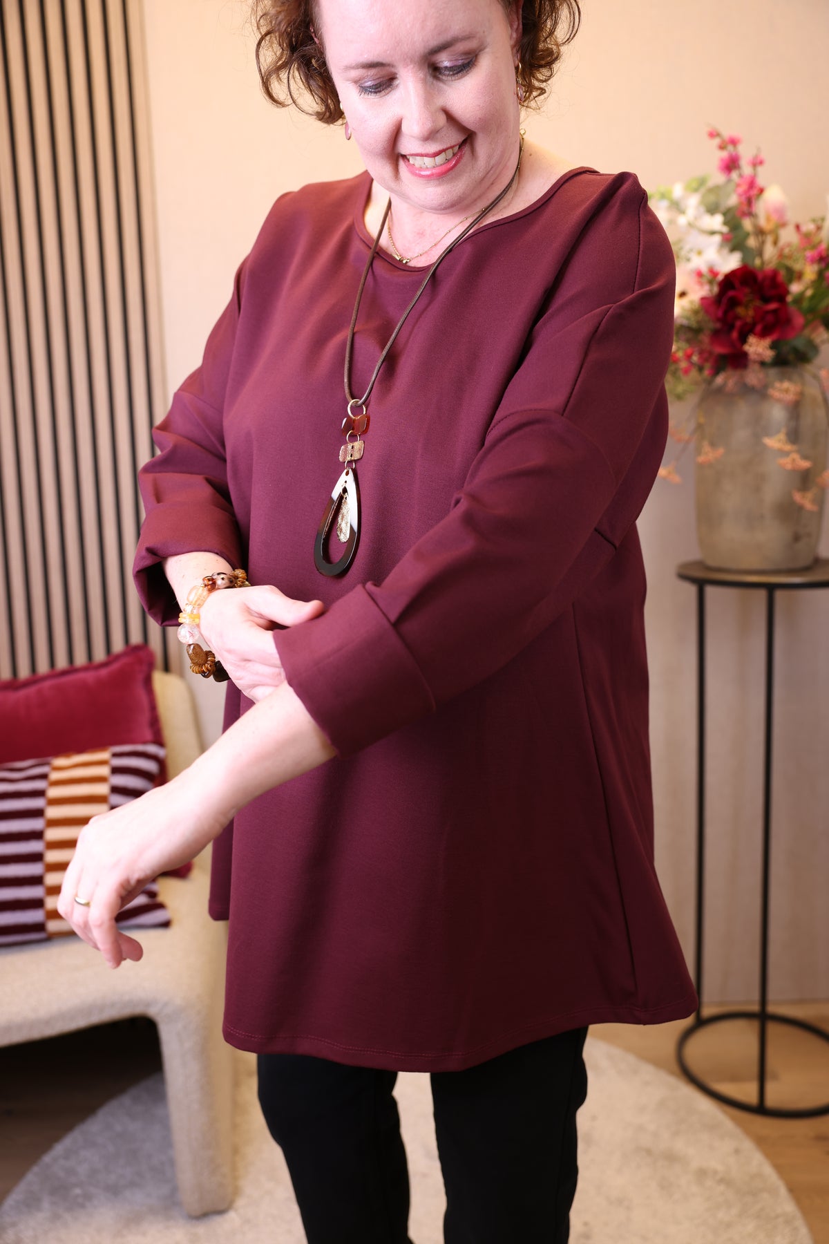 Jelke | Top bordeaux + gratis ketting