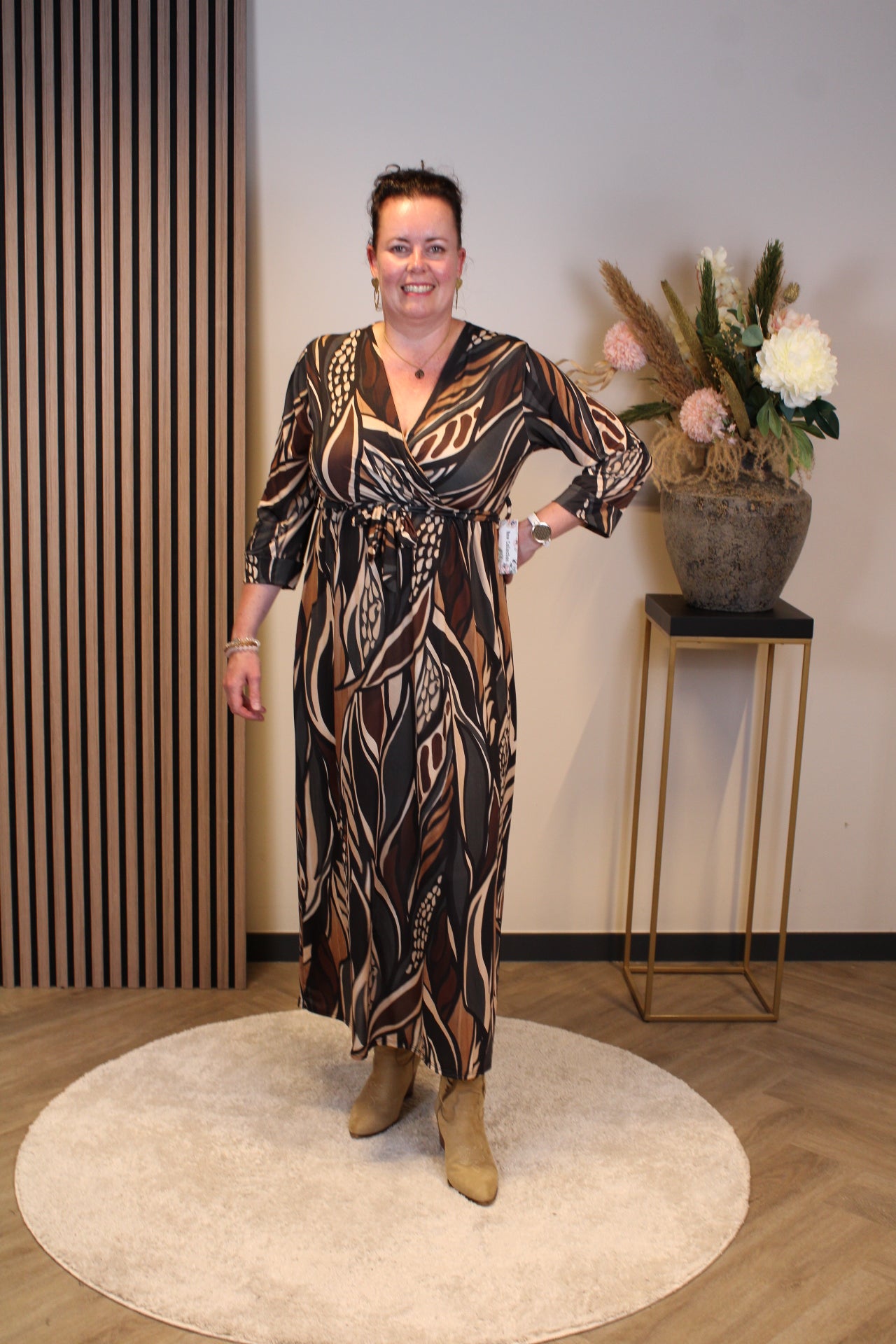 Marise | Jurk bruin lange mouw 46 t/m 50