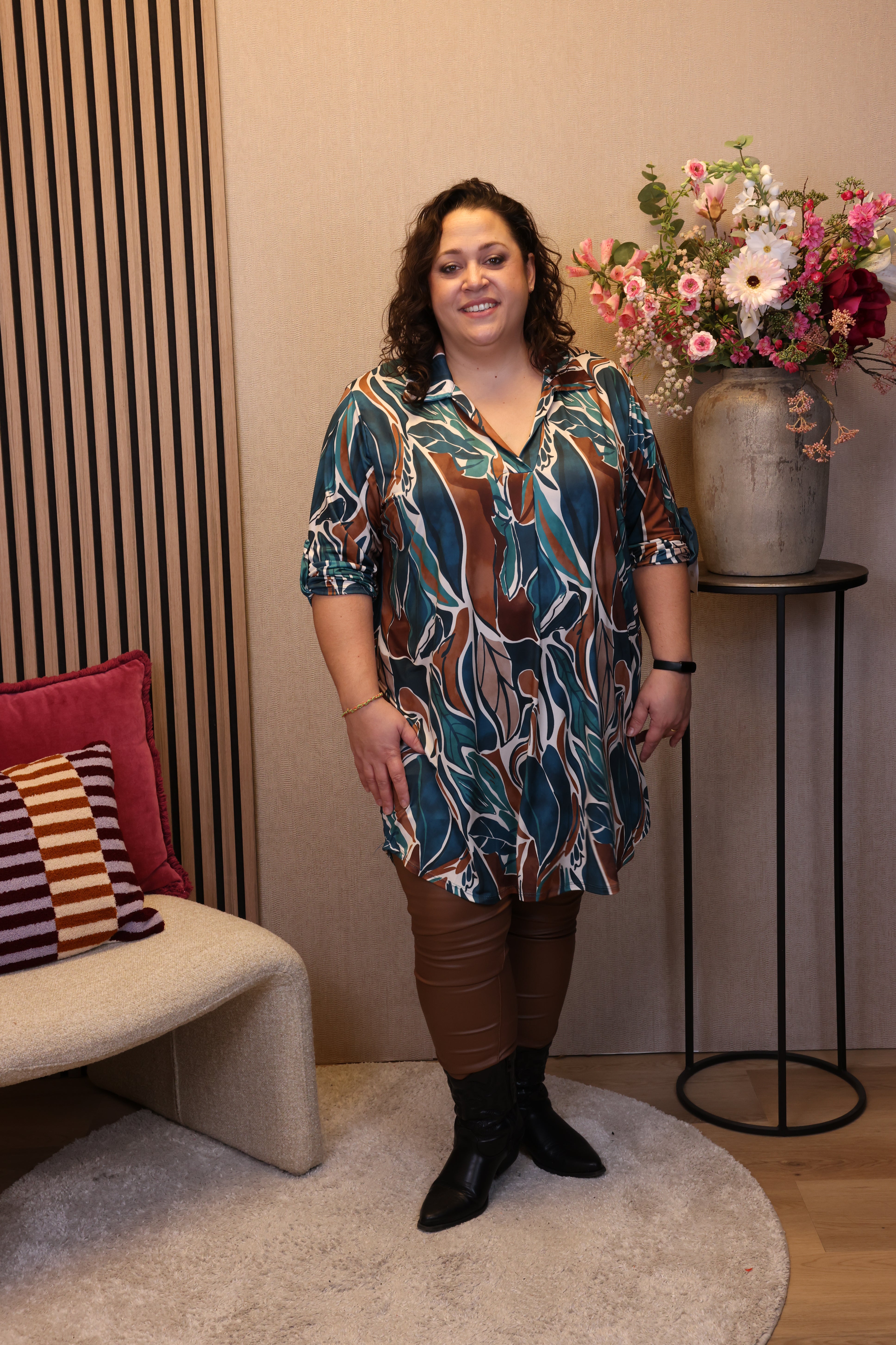 Rinske | Tuniek aqua met kraagje