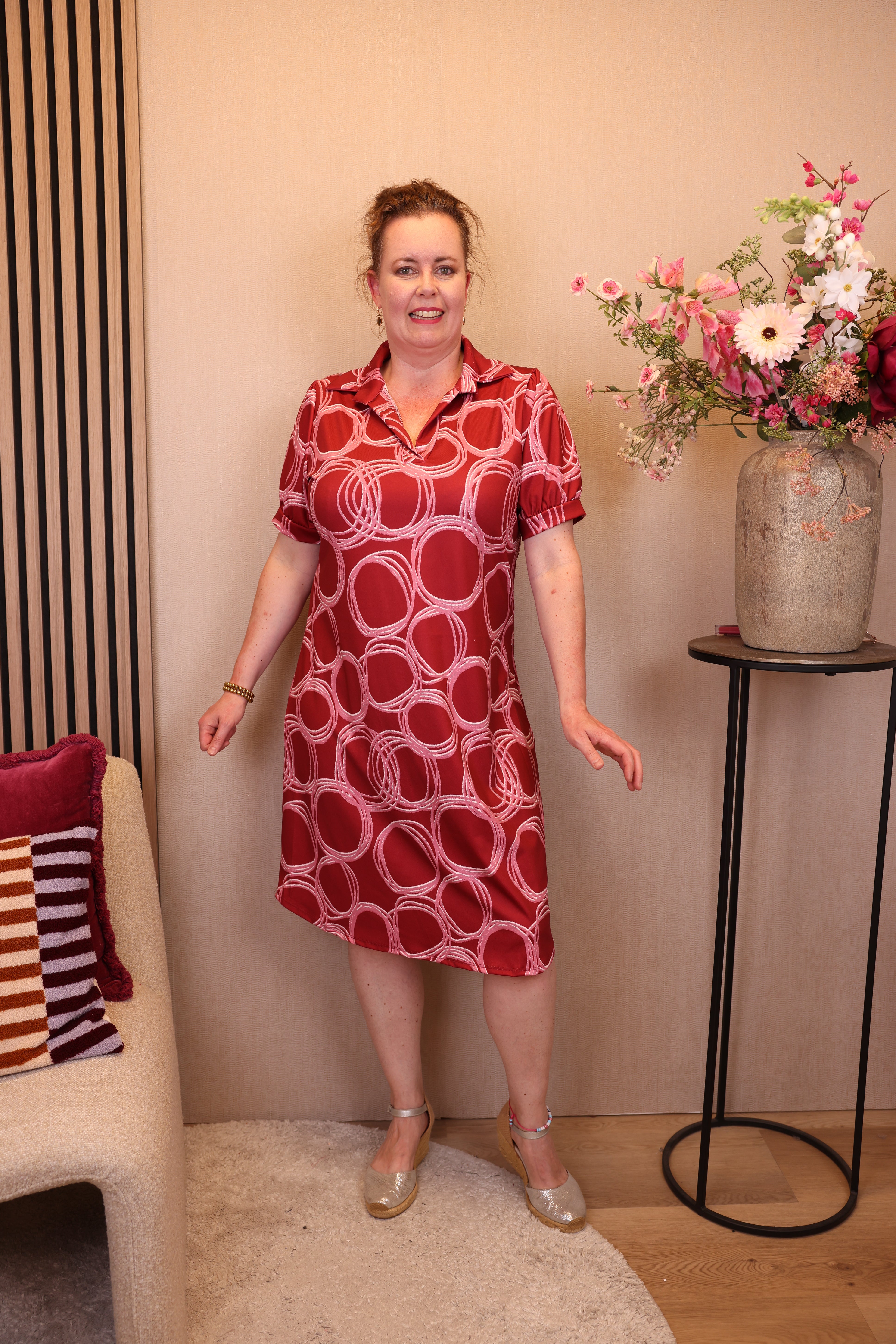 Iris | Jurk roze met kraagje