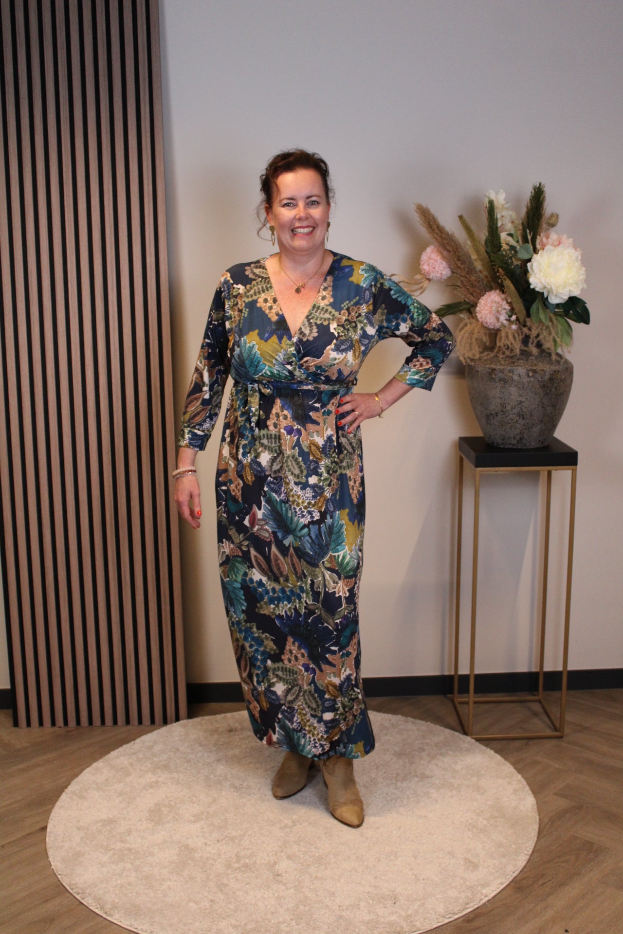 Christa | Jurk blauw lange mouw 38 t/m 44