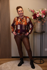 Janne | lederlook broek bruin 34 - 42