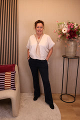 Lieneke | Flared broek navy viscose
