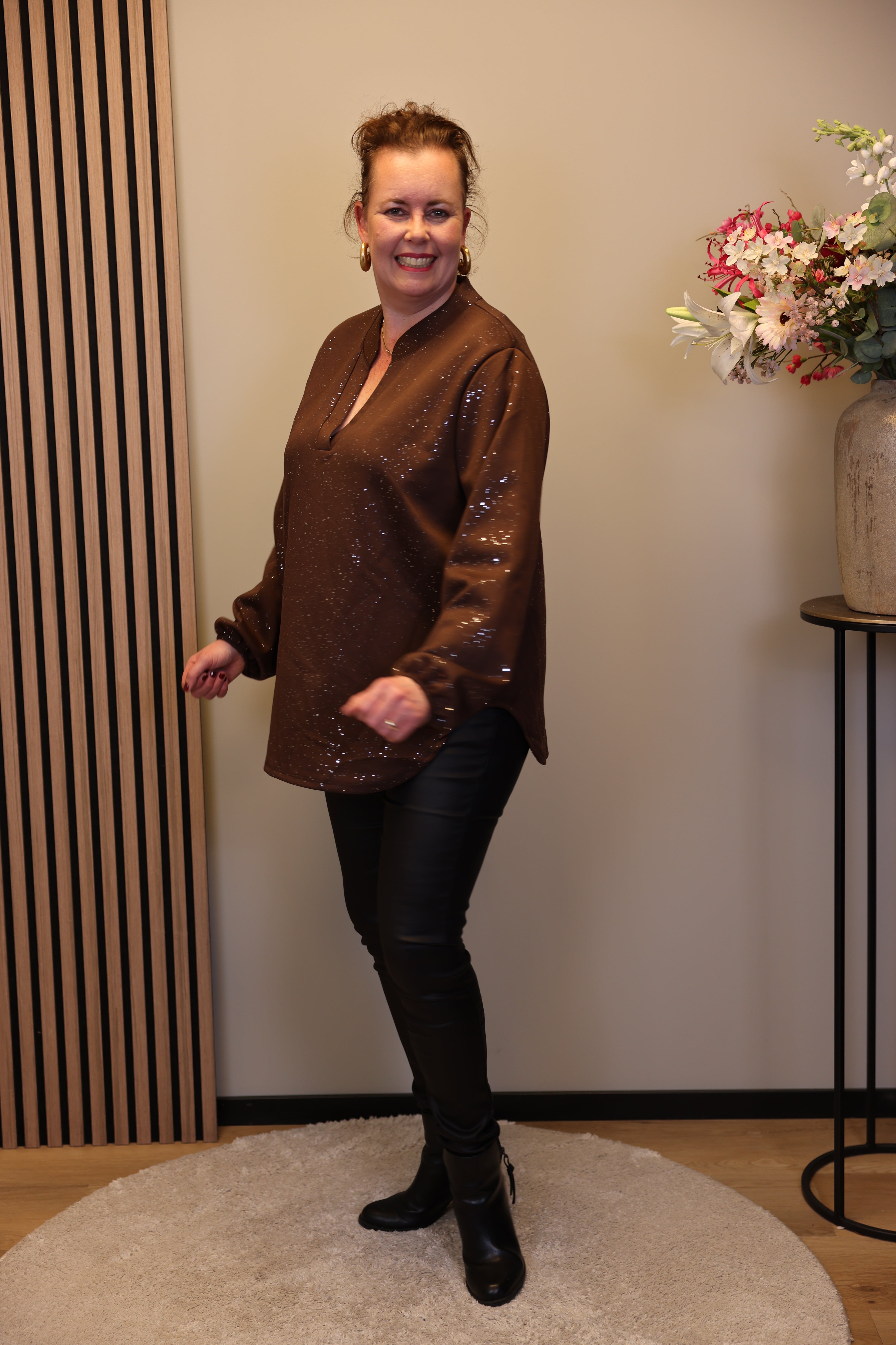 Hannah | trui bruin glitter 40 t/m 44