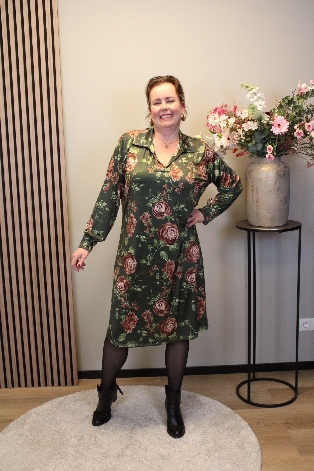 Hanneke | Jurk groen met kraagje 38 t/m 46