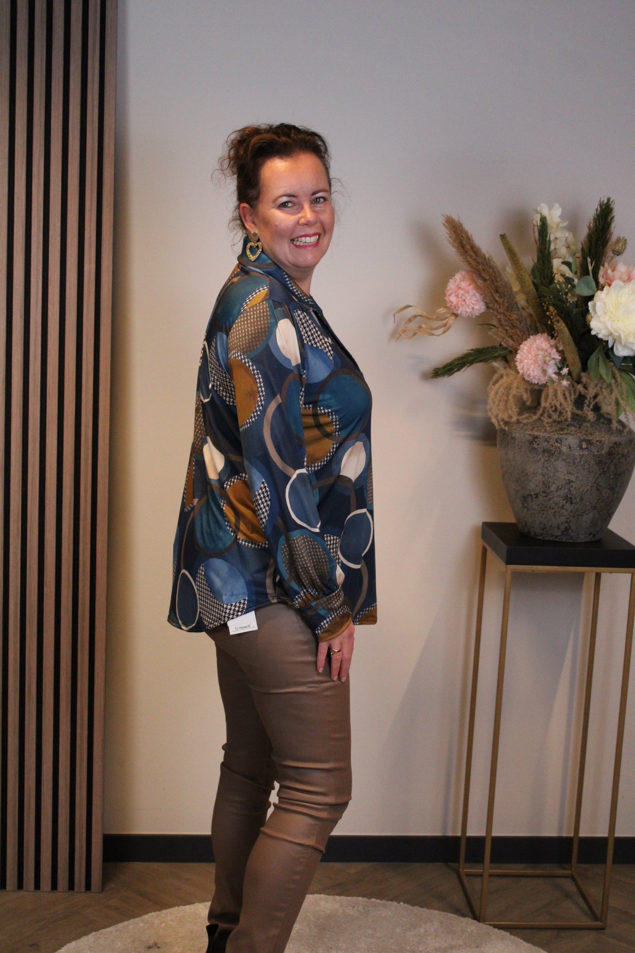 Manouk | Blouse met kraagje blauw 48 t/m 52