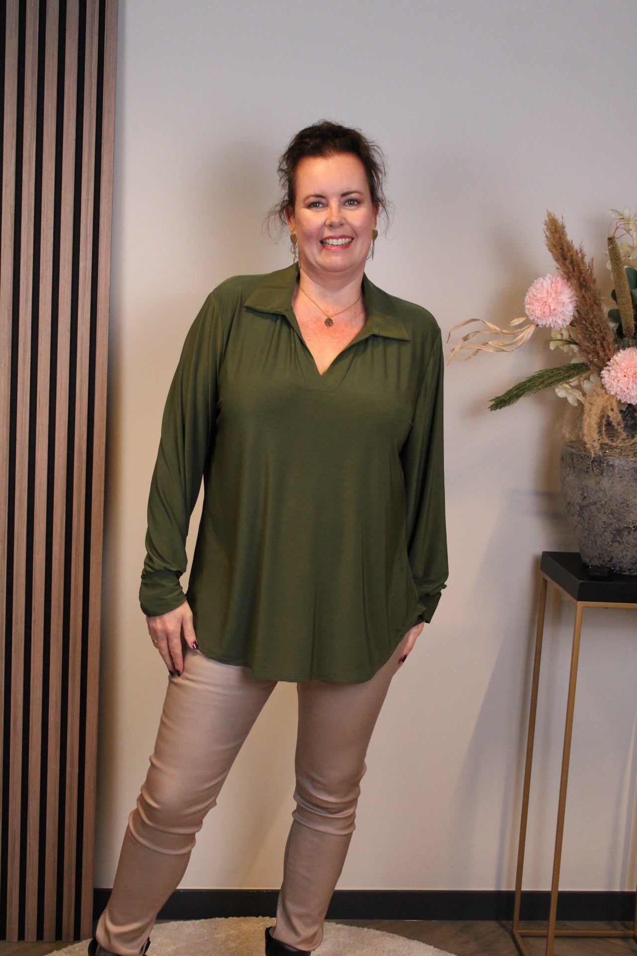 Sara | Blouse met kraagje groen 48 t/m 52