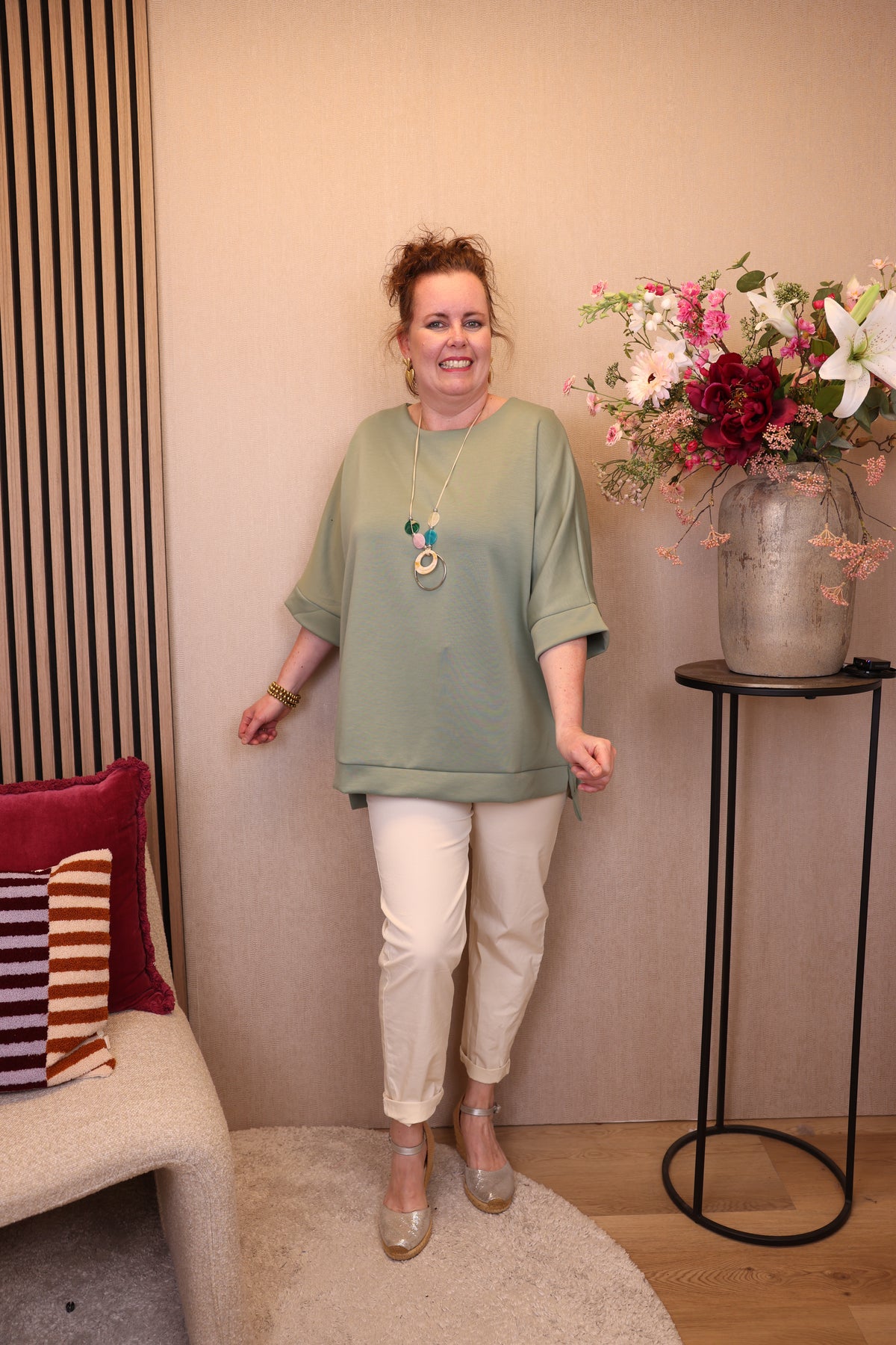 Mina | Top groen + gratis ketting