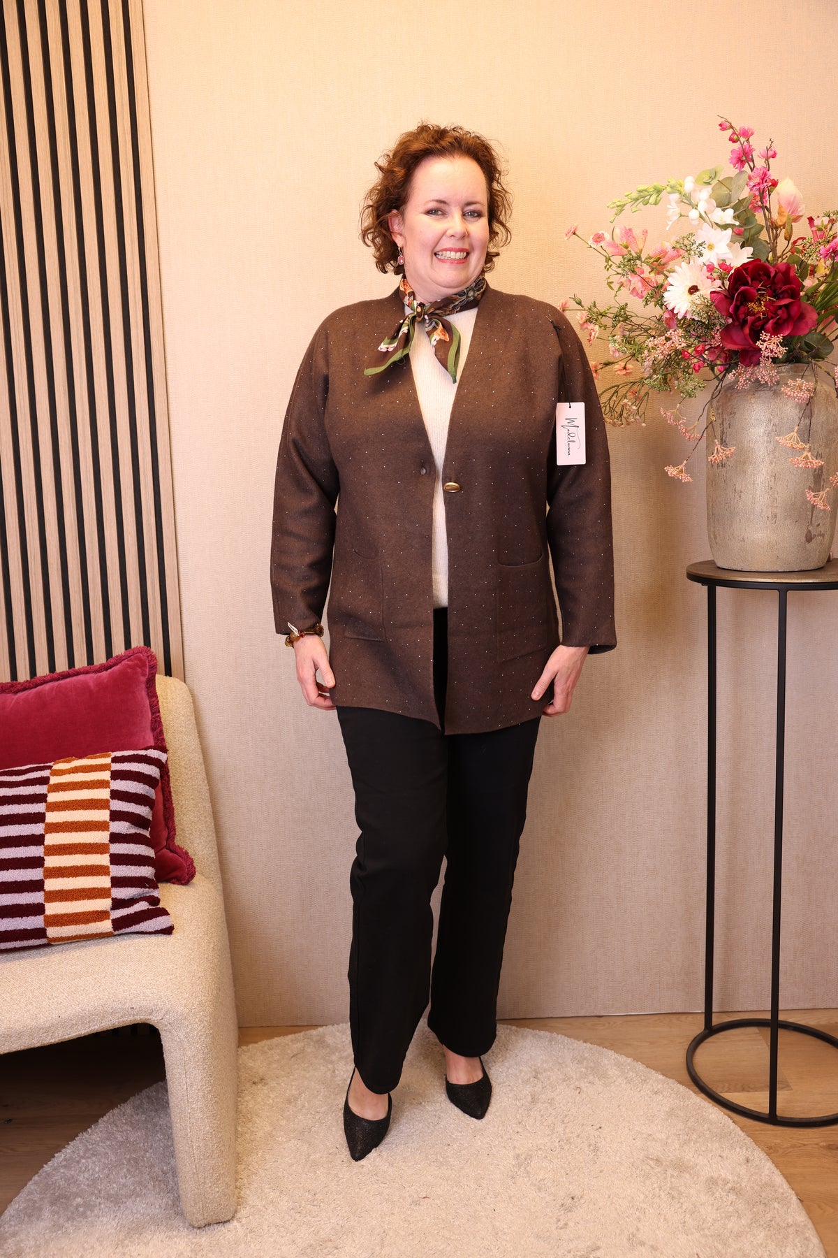 Estelle | Vest glitter bruin